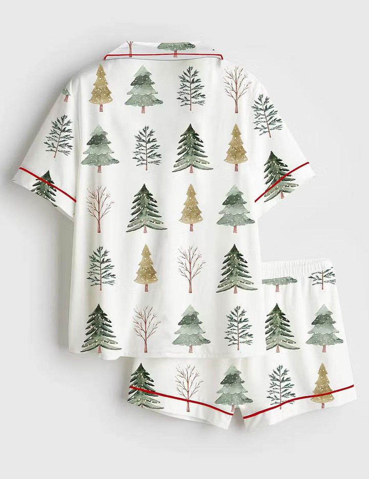 Merry And Bright Christmas Satin Pajamas - Chic Winter Tree Long Sleeve Pjs Set for Women