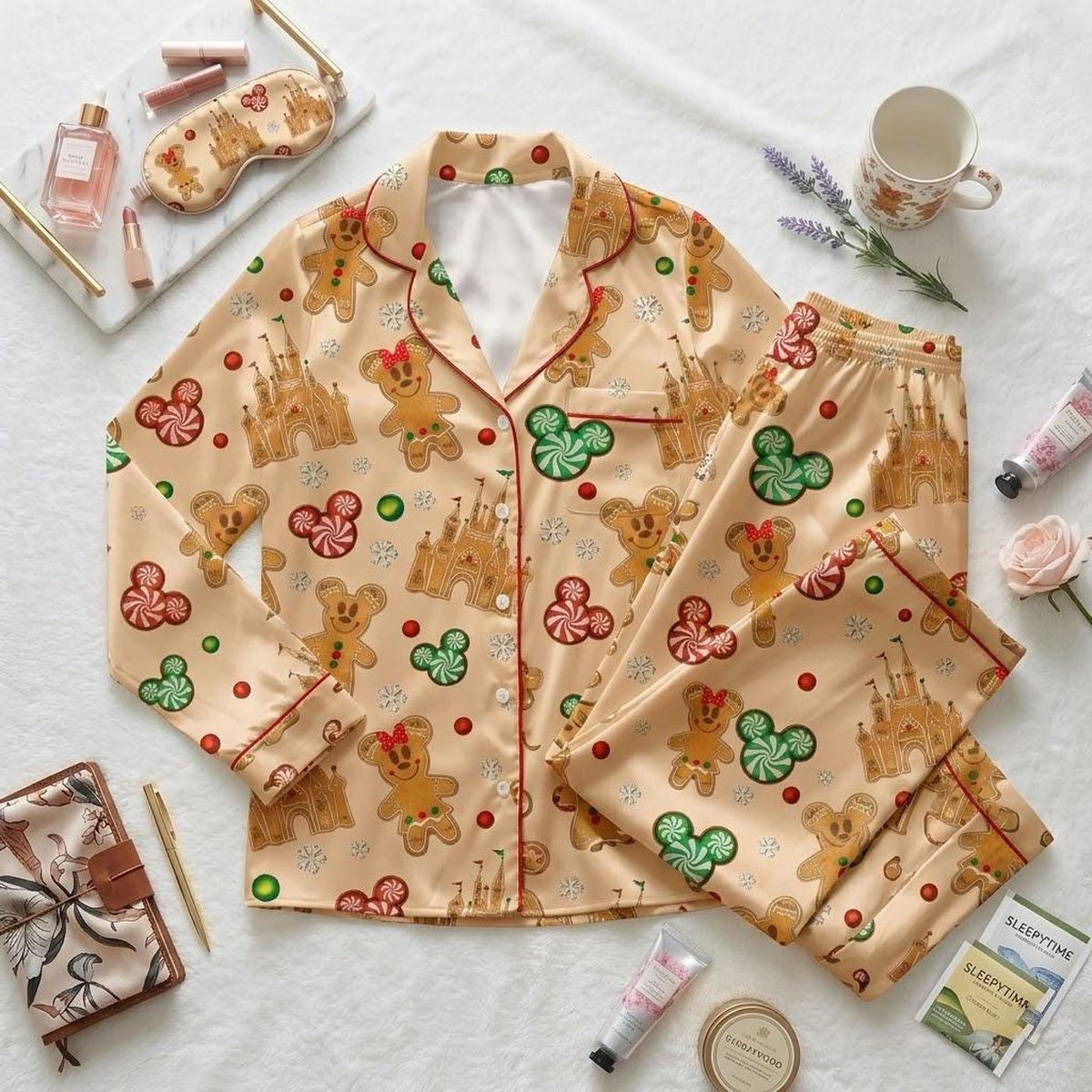 Mickey Minnie Sweeten Christmas Gingerbread Pajamas Kids