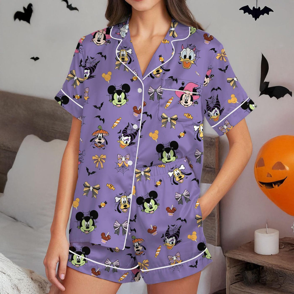 Mickey & Friends Halloween Satin Pajamas Short Set