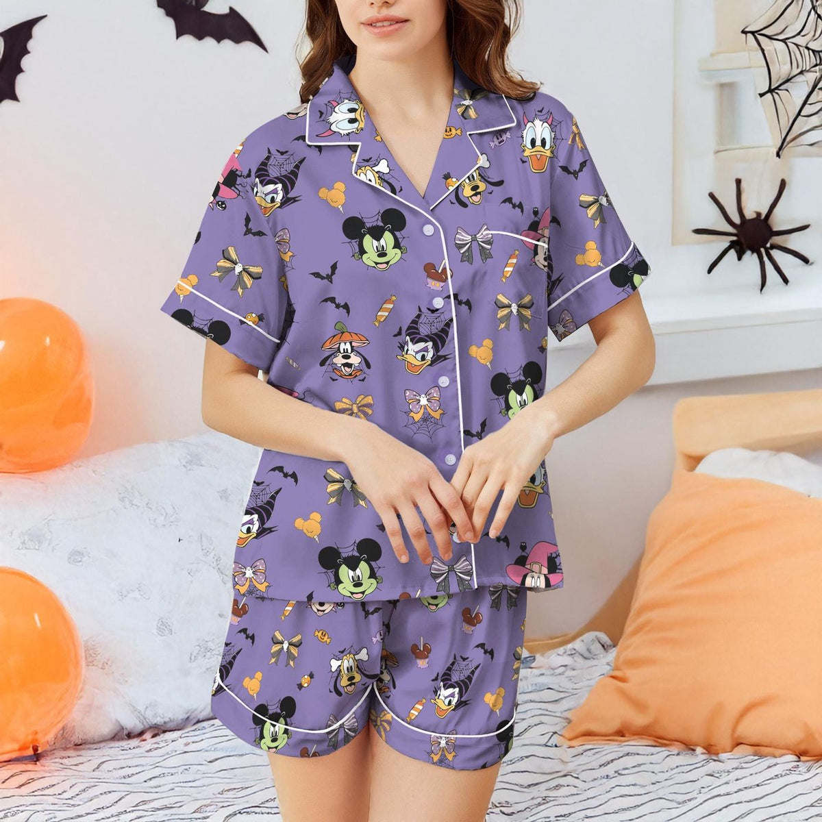 Mickey & Friends Halloween Satin Pajamas Short Set