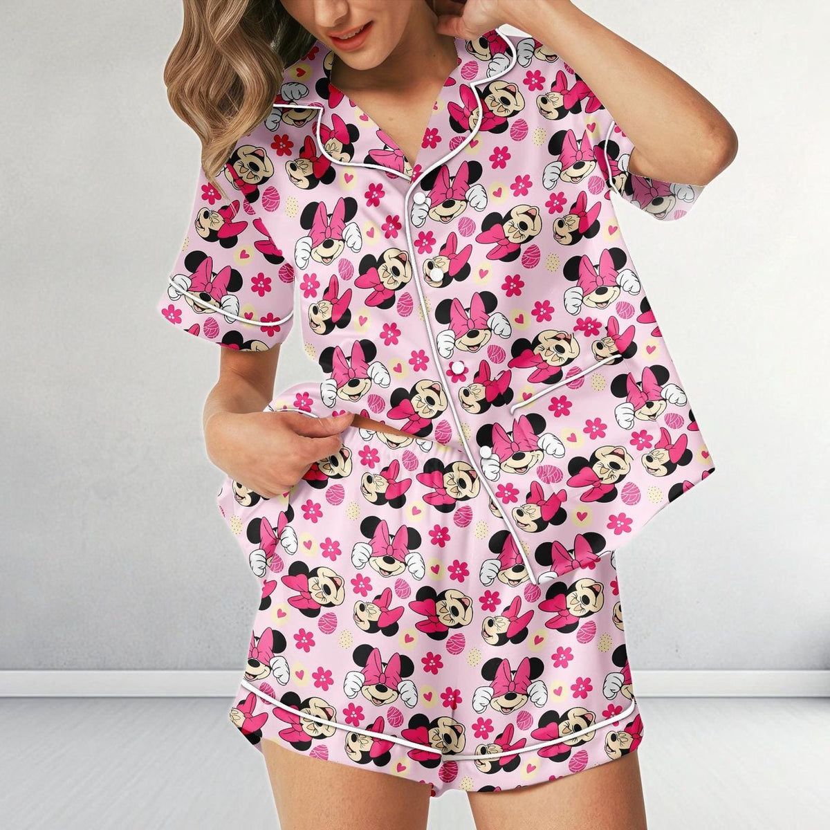 Minnie Mouse Satin Pajamas Disney Mickey Sleepwear Halloween Party Gift