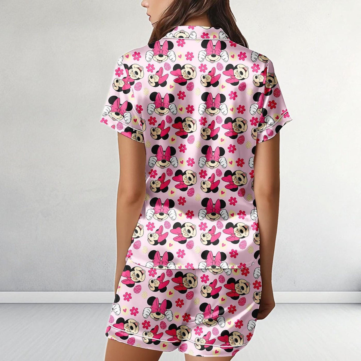 Minnie Mouse Satin Pajamas Disney Mickey Sleepwear Halloween Party Gift