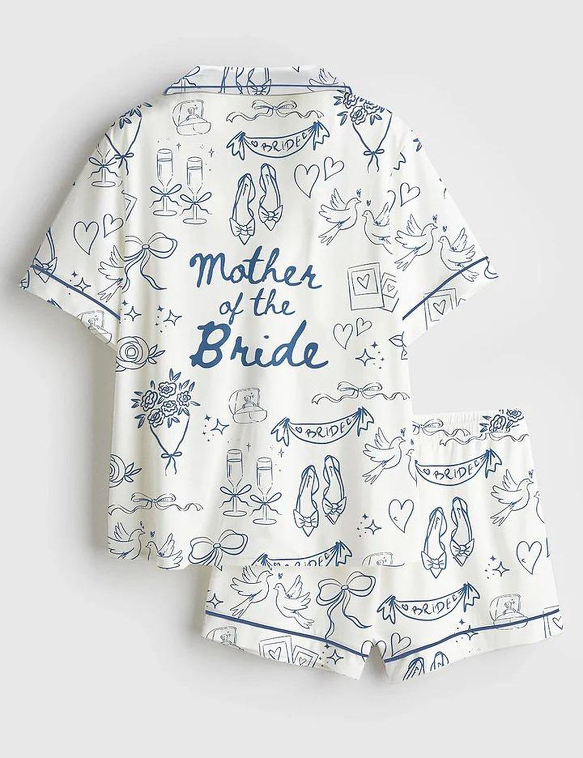 Mother Of The Bride Satin Pajama Set Wedding Short Sleeve