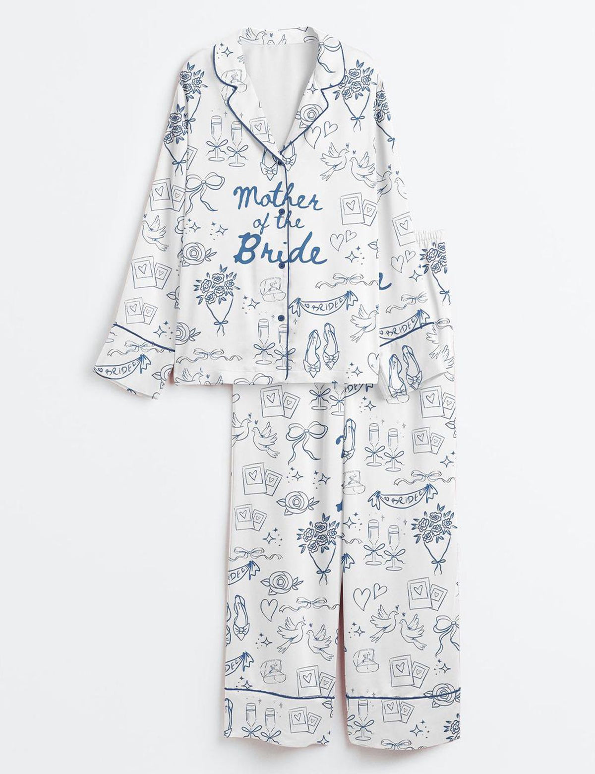 Mother Of The Bride Satin Pajama Set Wedding Short Sleeve