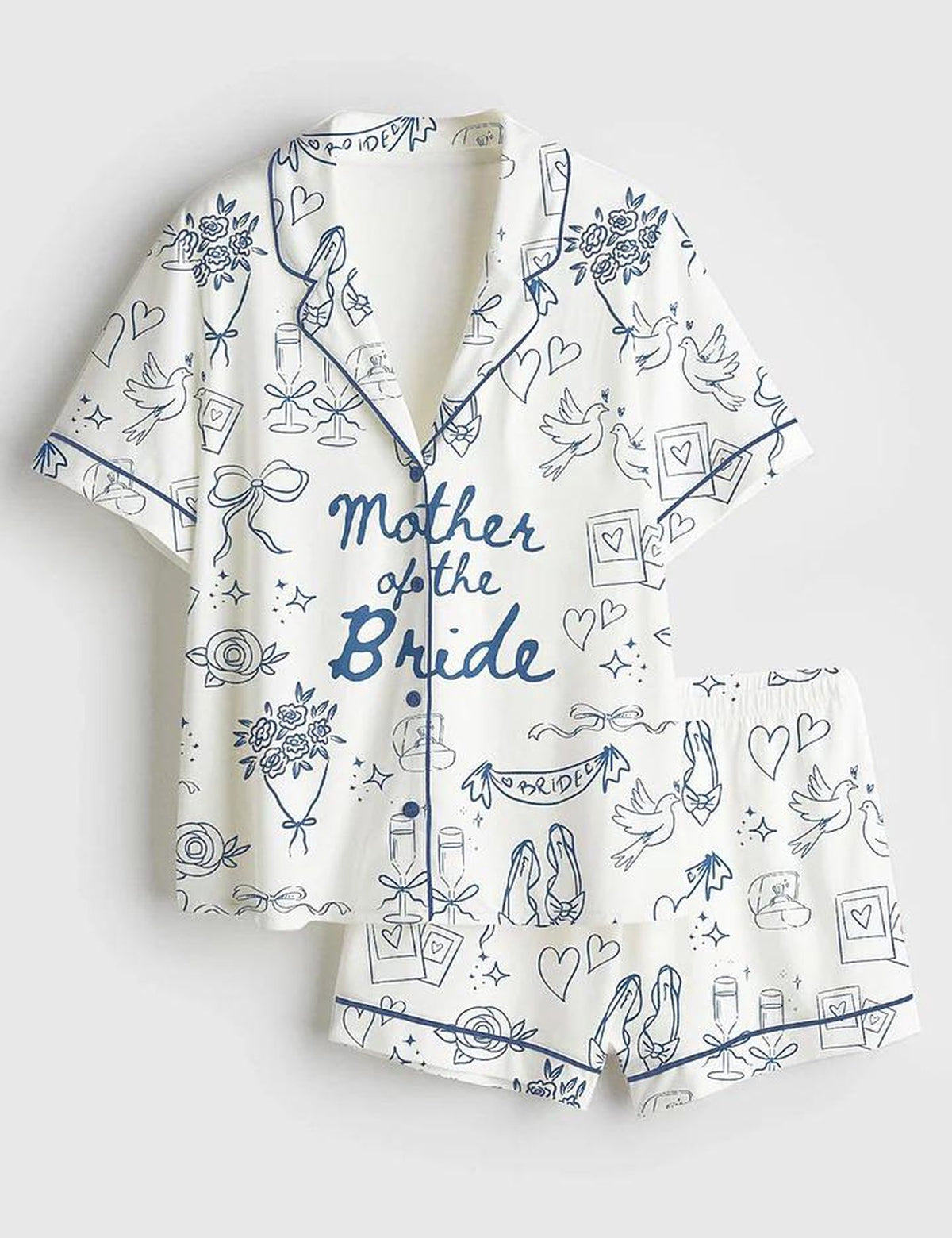 Mother Of The Bride Satin Pajama Set Wedding Short Sleeve