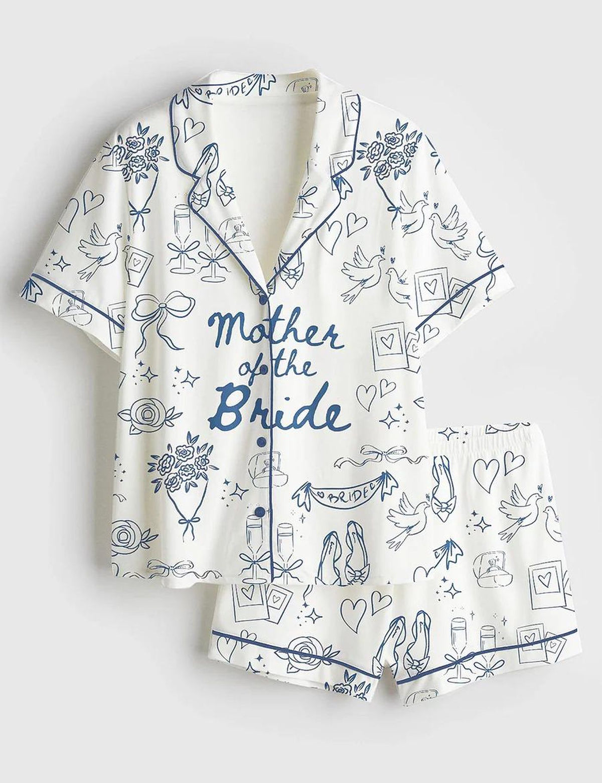 Mother Of The Bride Satin Pajama Set Wedding Short Sleeve