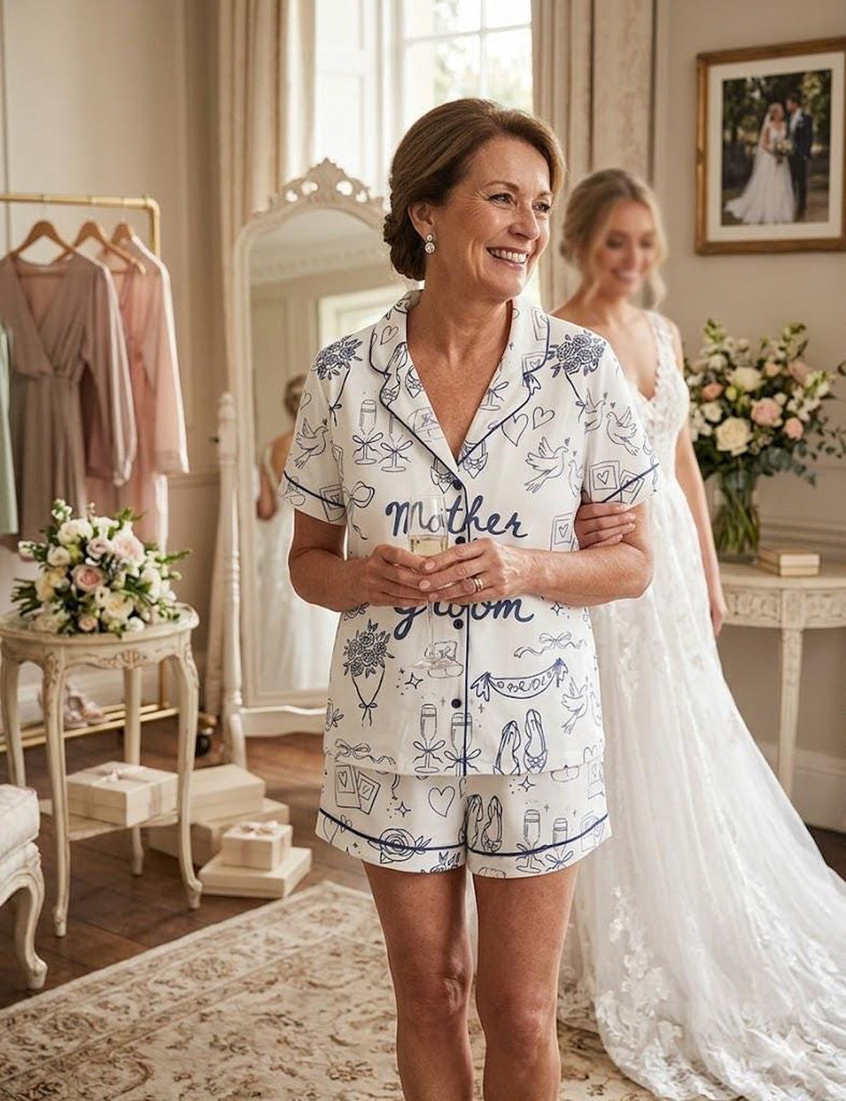 Mother of the Groom Pajamas Set – Bridal Party Shorts for Wedding Morning