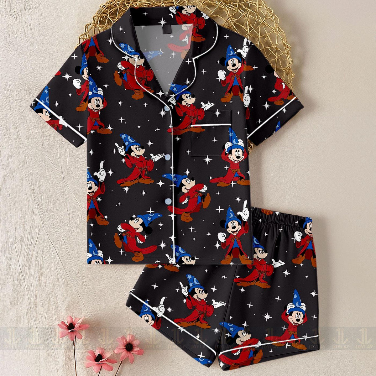 Mouse Fantasia 85th Satin Pajamas Set Unisex Spooky Season Long Short