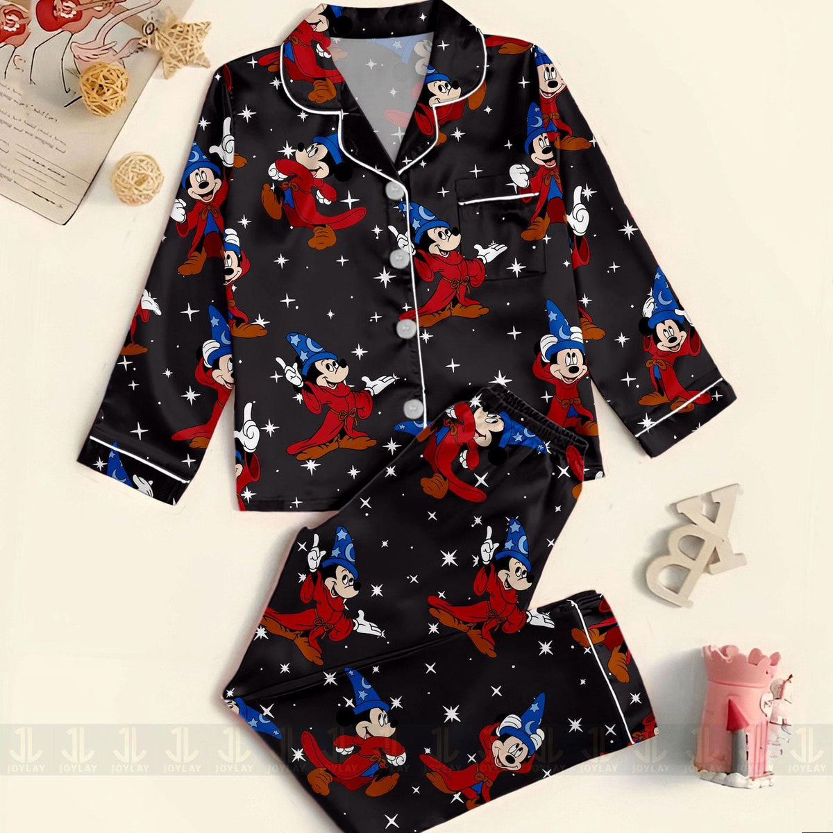 Mouse Fantasia 85th Satin Pajamas Set Unisex Spooky Season Long Short