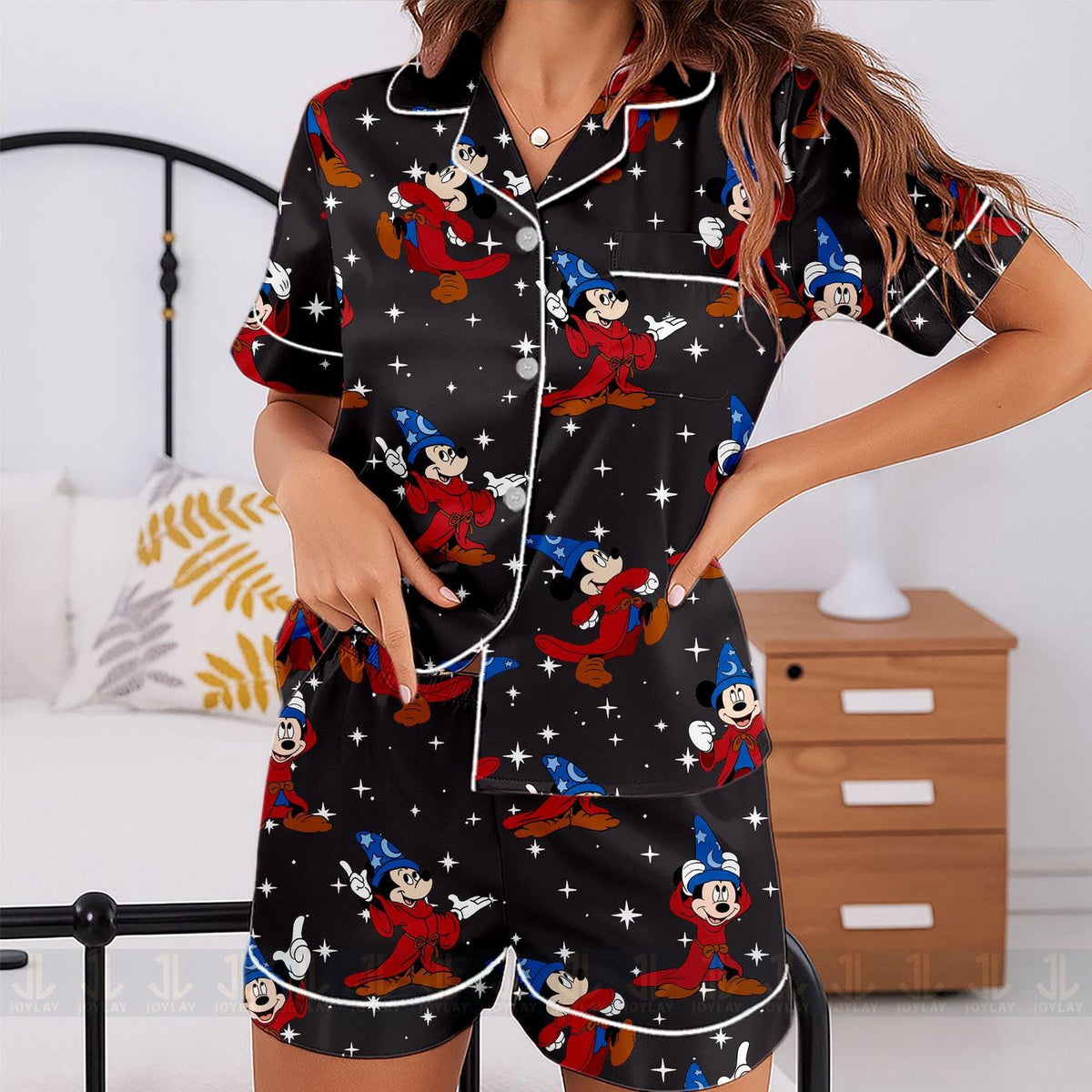 Mouse Fantasia 85th Satin Pajamas Set Unisex Spooky Season Long Short