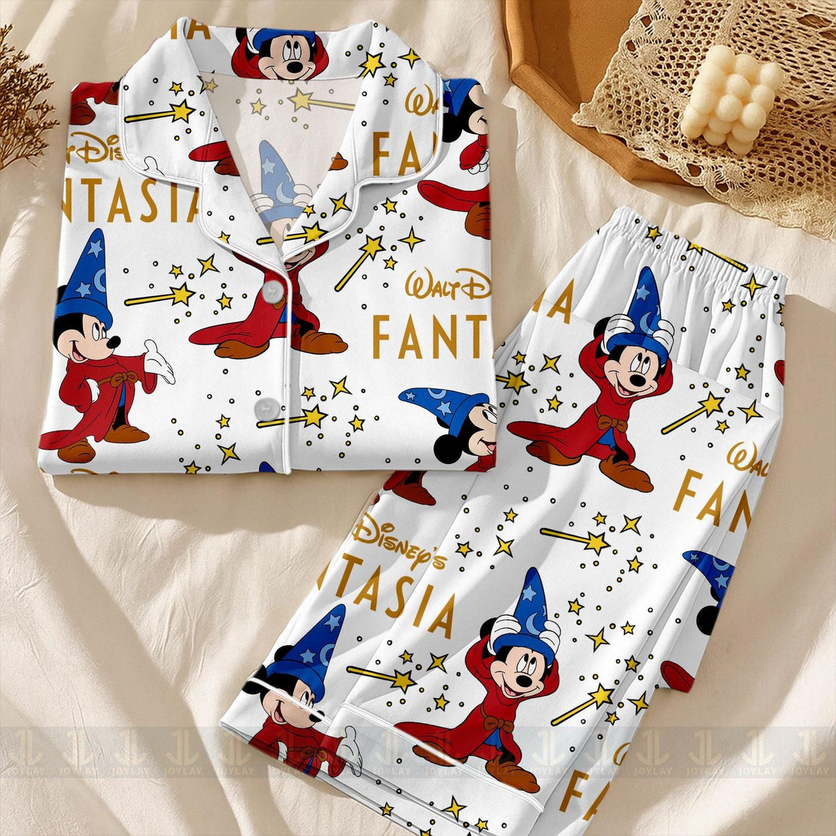 Mouse Fantasia Pajamas Set Unisex Satin Spooky Season Long Sleeve Short