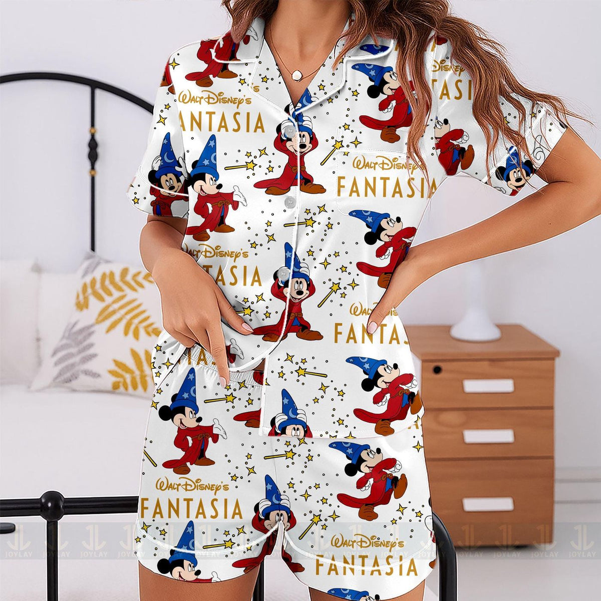 Mouse Fantasia Pajamas Set Unisex Satin Spooky Season Long Sleeve Short