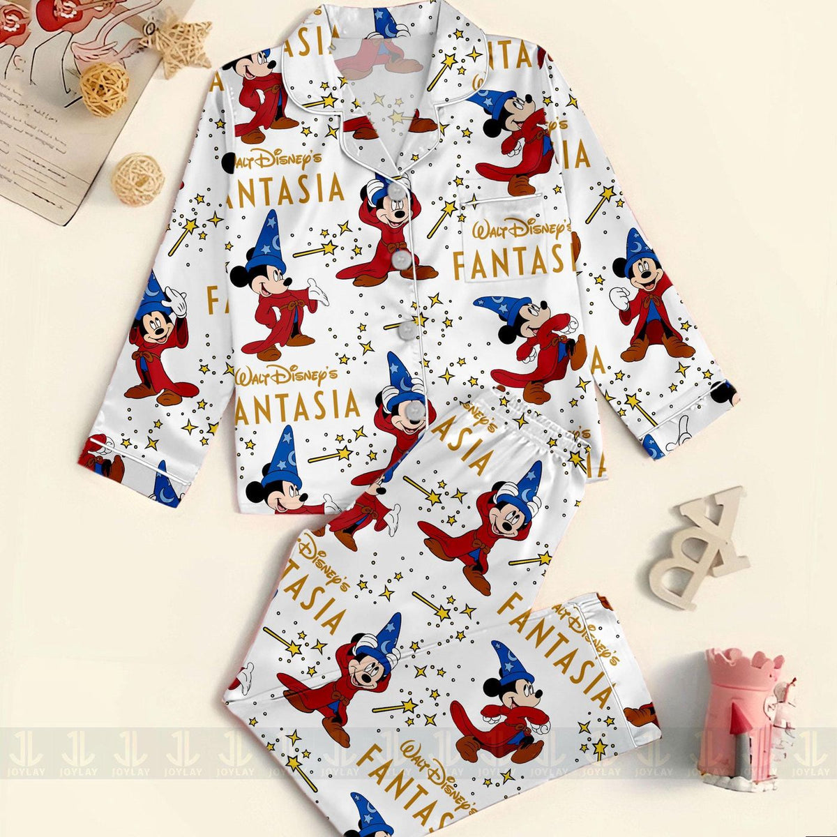 Mouse Fantasia Pajamas Set Unisex Satin Spooky Season Long Sleeve Short