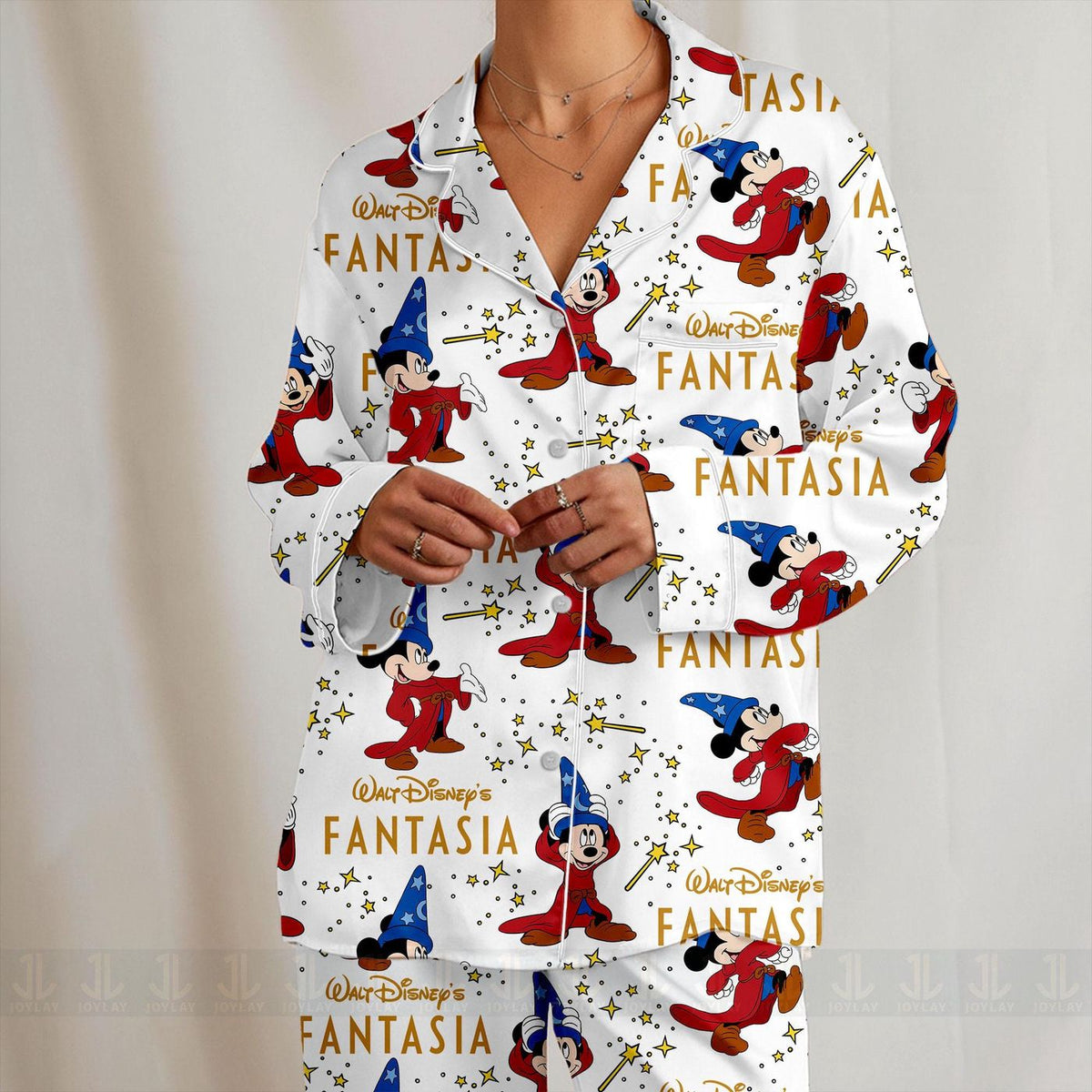 Mouse Fantasia Pajamas Set Unisex Satin Spooky Season Long Sleeve Short