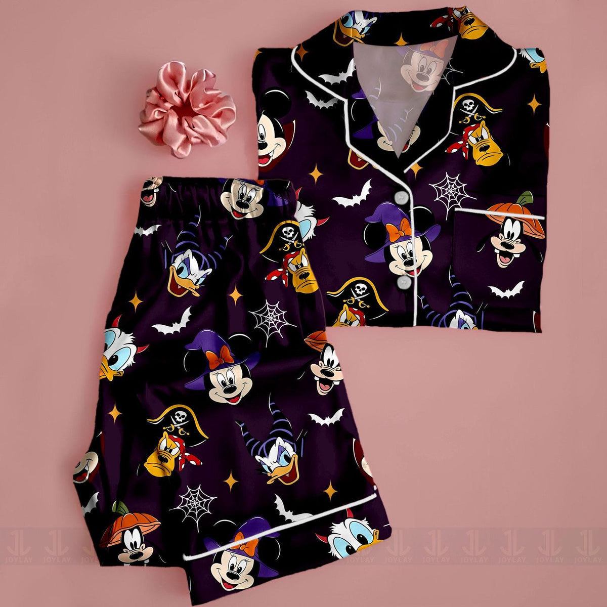 Minnie Mouse Dracula Pluto Dog Satin Pajamas Set Unisex Long Short