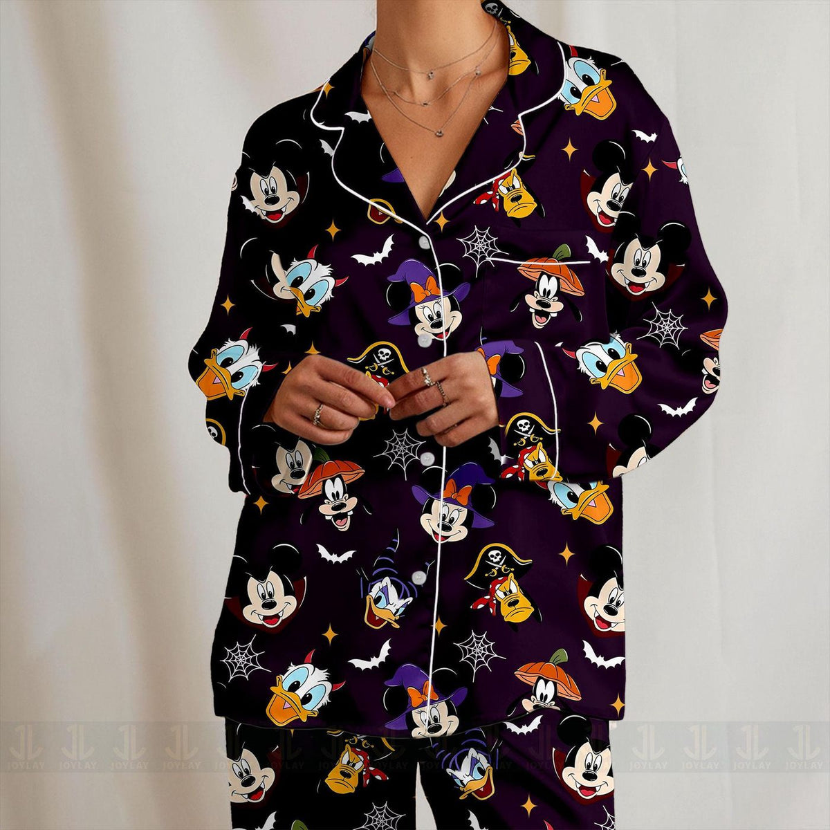 Minnie Mouse Dracula Pluto Dog Satin Pajamas Set Unisex Long Short