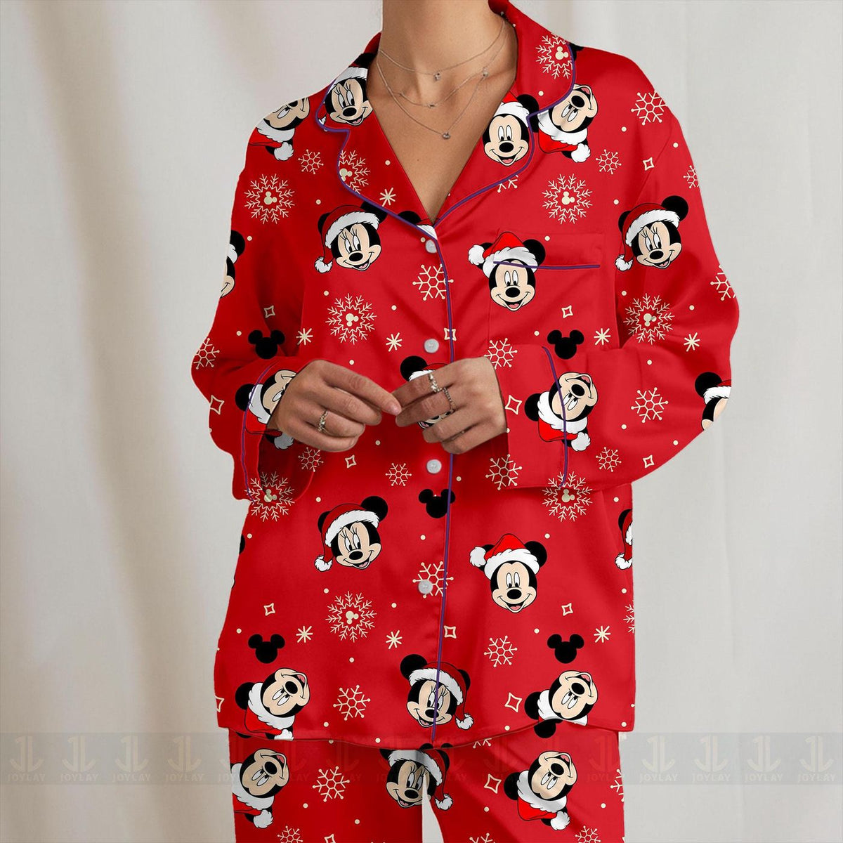 Minnie Mouse Christmas Satin Pajamas Set Unisex Long Short Sleeve