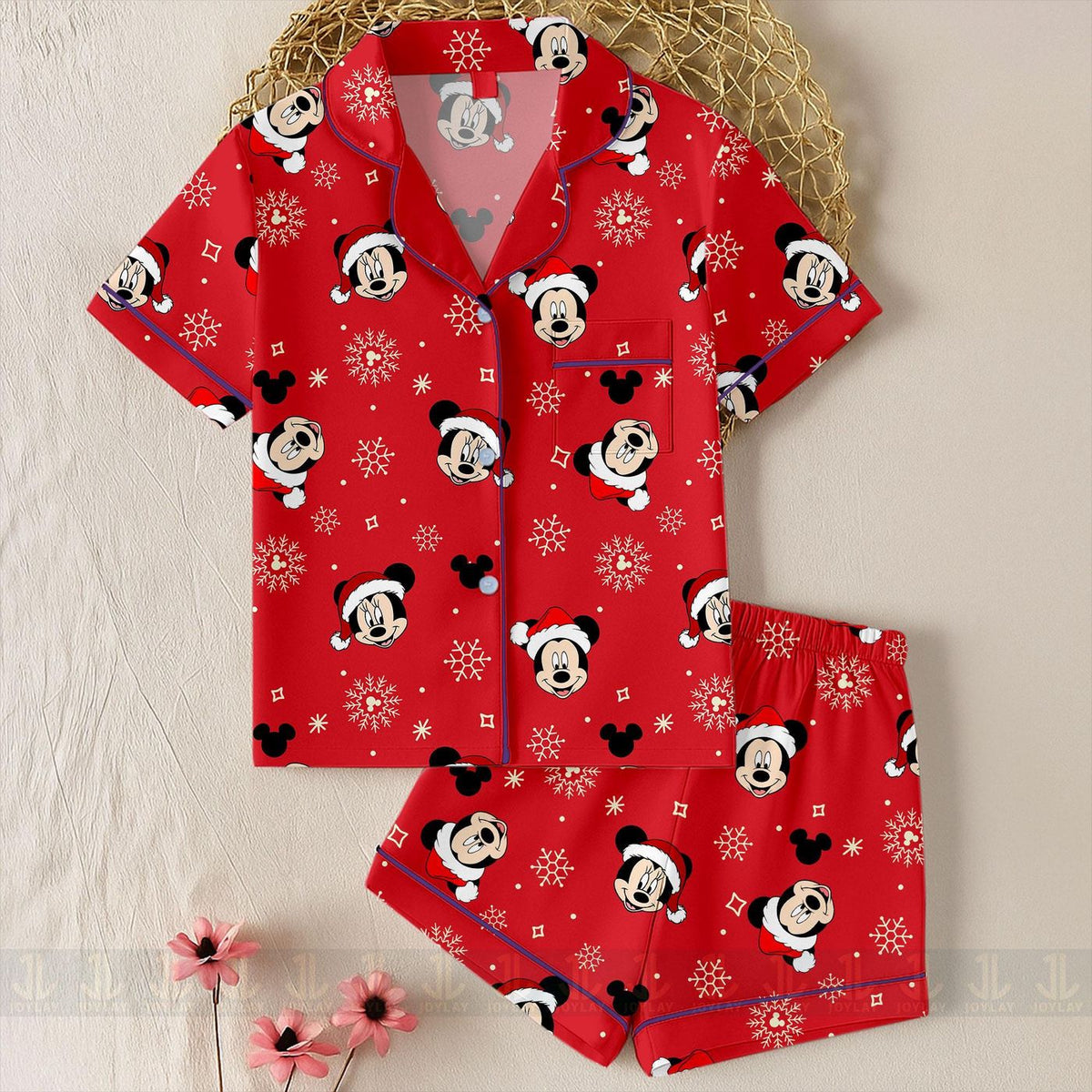 Minnie Mouse Christmas Satin Pajamas Set Unisex Long Short Sleeve