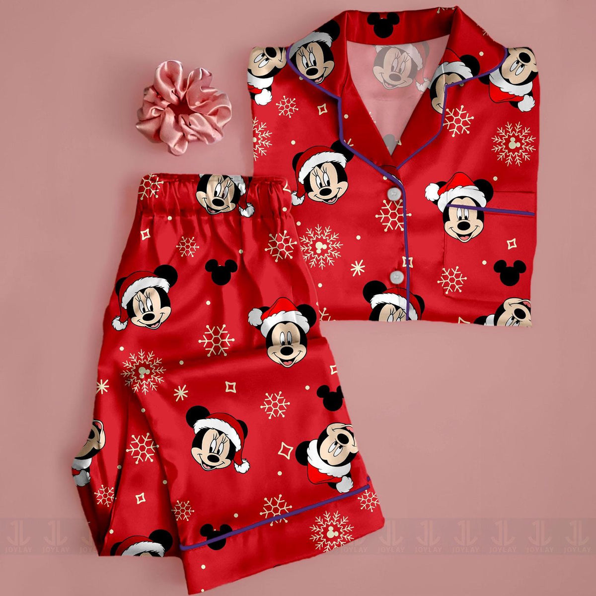 Minnie Mouse Christmas Satin Pajamas Set Unisex Long Short Sleeve