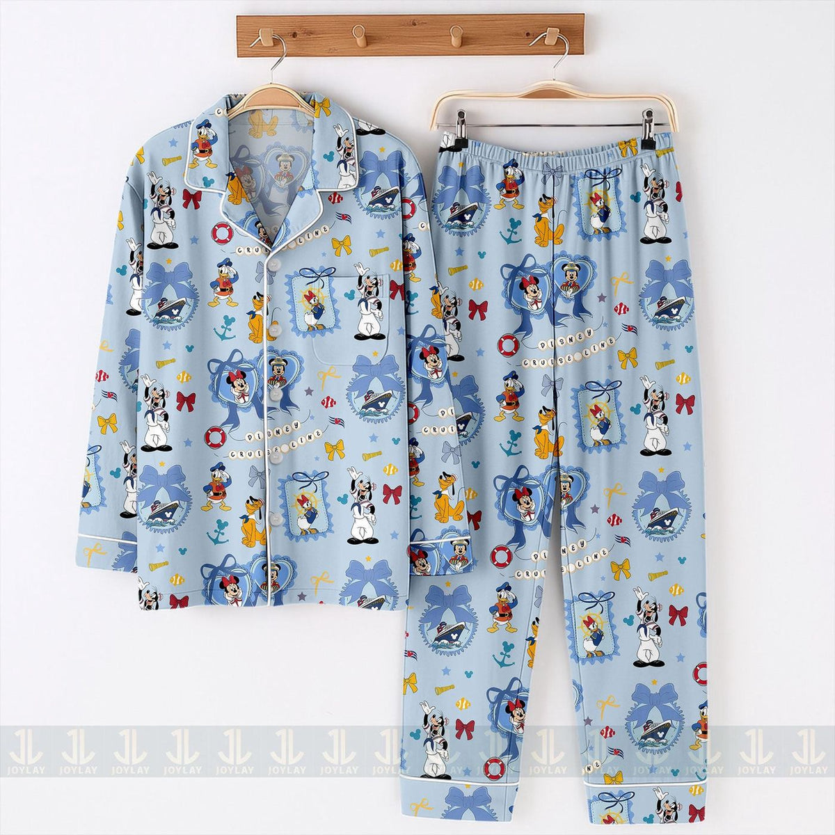 Minnie Mouse Coquette Bow Cruise Line Pajamas Unisex Long Sleeve Short