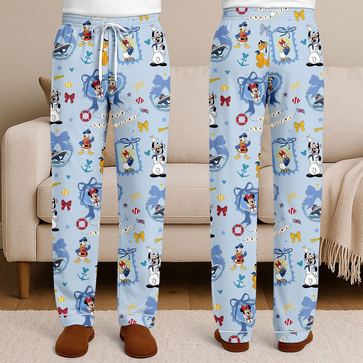 Minnie Mouse Coquette Bow Cruise Line Pajamas Unisex Long Sleeve Short