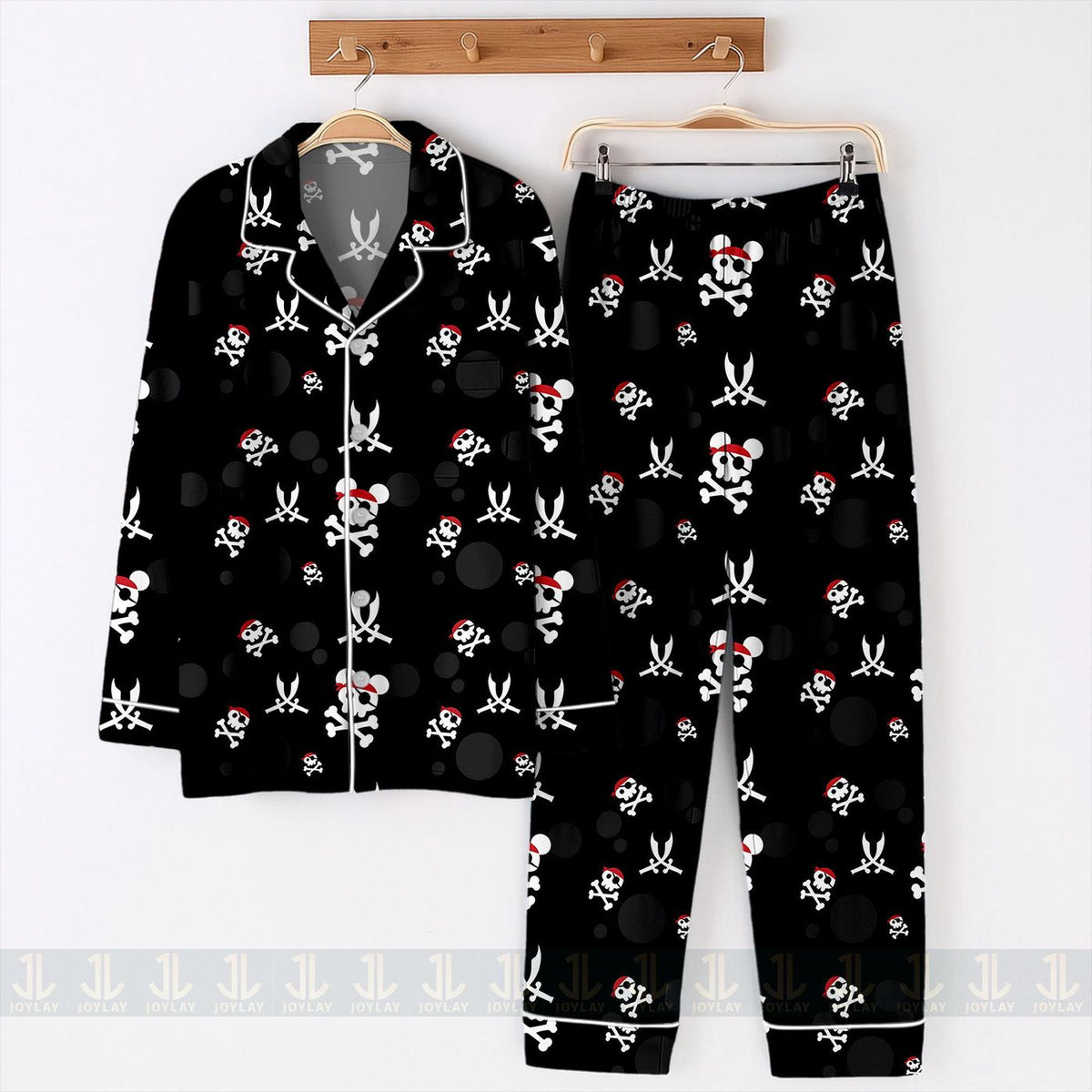 Mouse Skull Pirate Satin Pajamas Set Unisex Long Sleeve Short Styles