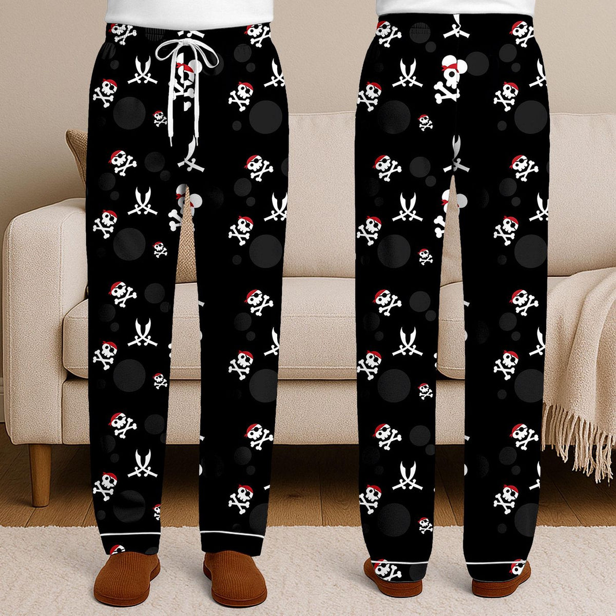 Mouse Skull Pirate Satin Pajamas Set Unisex Long Sleeve Short Styles
