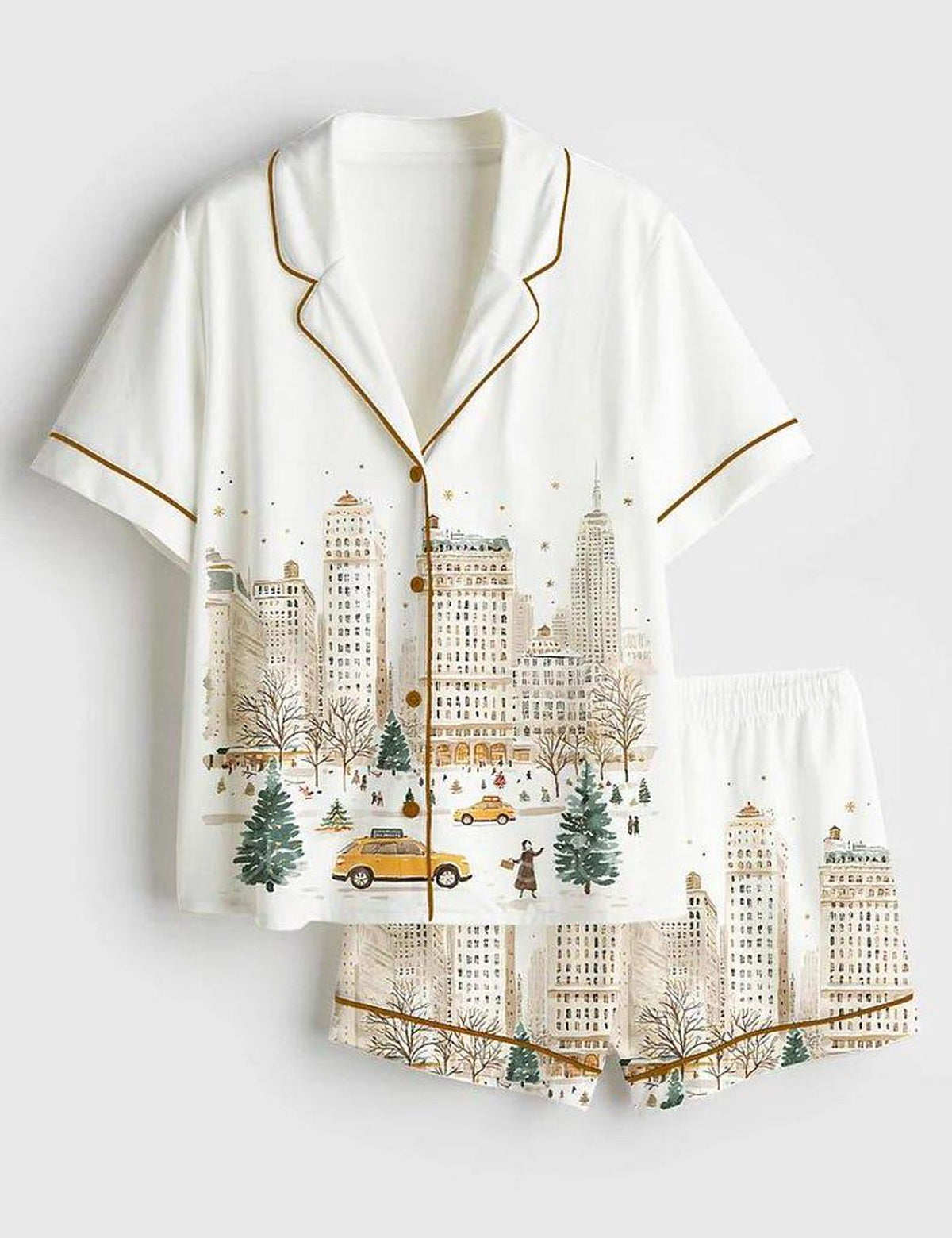 New York Pajama Set Winter Loungewear Gift Women
