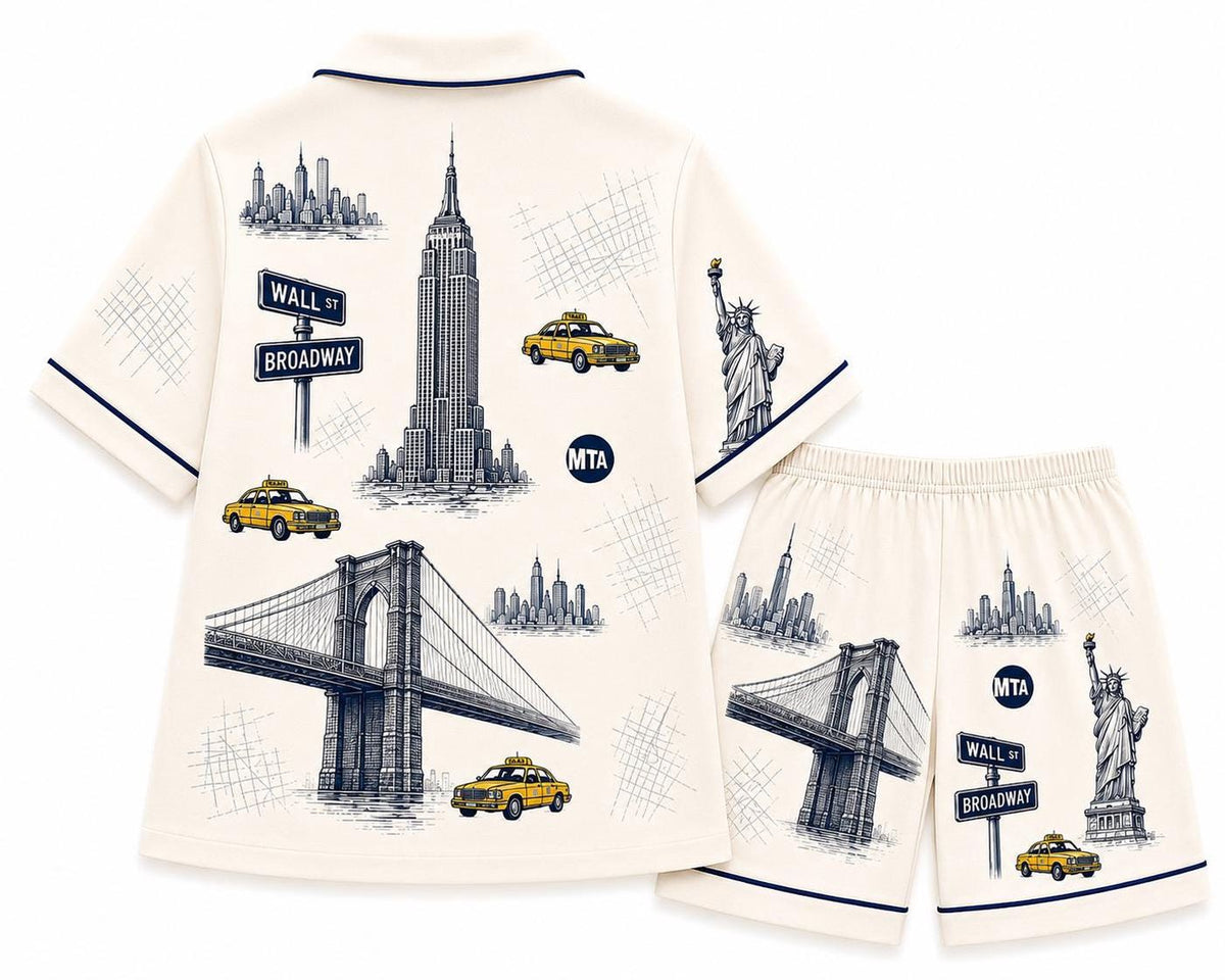 New York City Women s Pajama Set Manhattan Sleepwear NYC Travel PJs