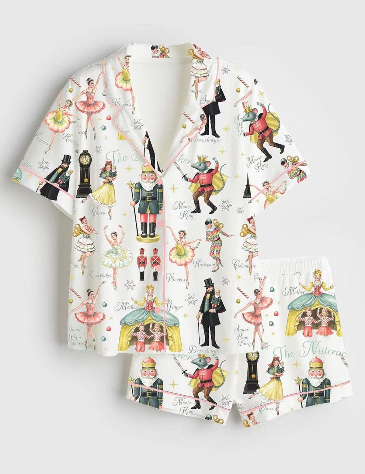 Festive Nutcracker Ballet Christmas Pajamas - Holiday Ballerina Satin Pjs