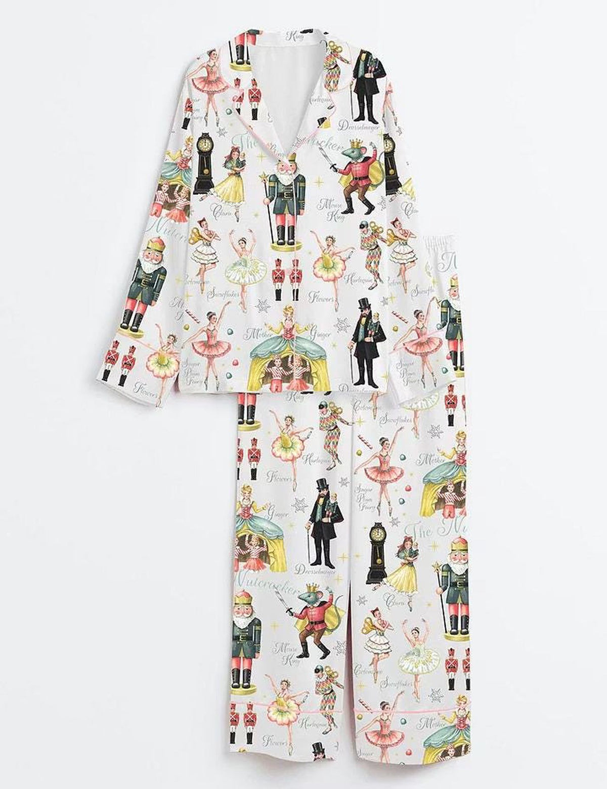 Festive Nutcracker Ballet Christmas Pajamas - Holiday Ballerina Satin Pjs