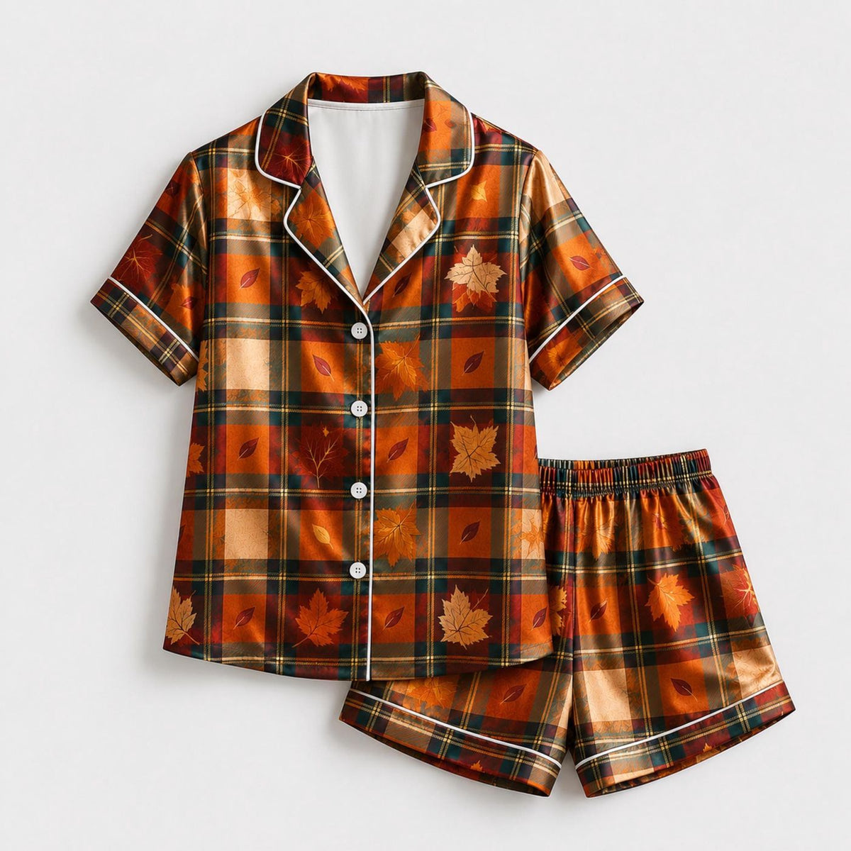 Cozy Fall Loungewear: Whimsical Orange Fabric Pajama Collection
