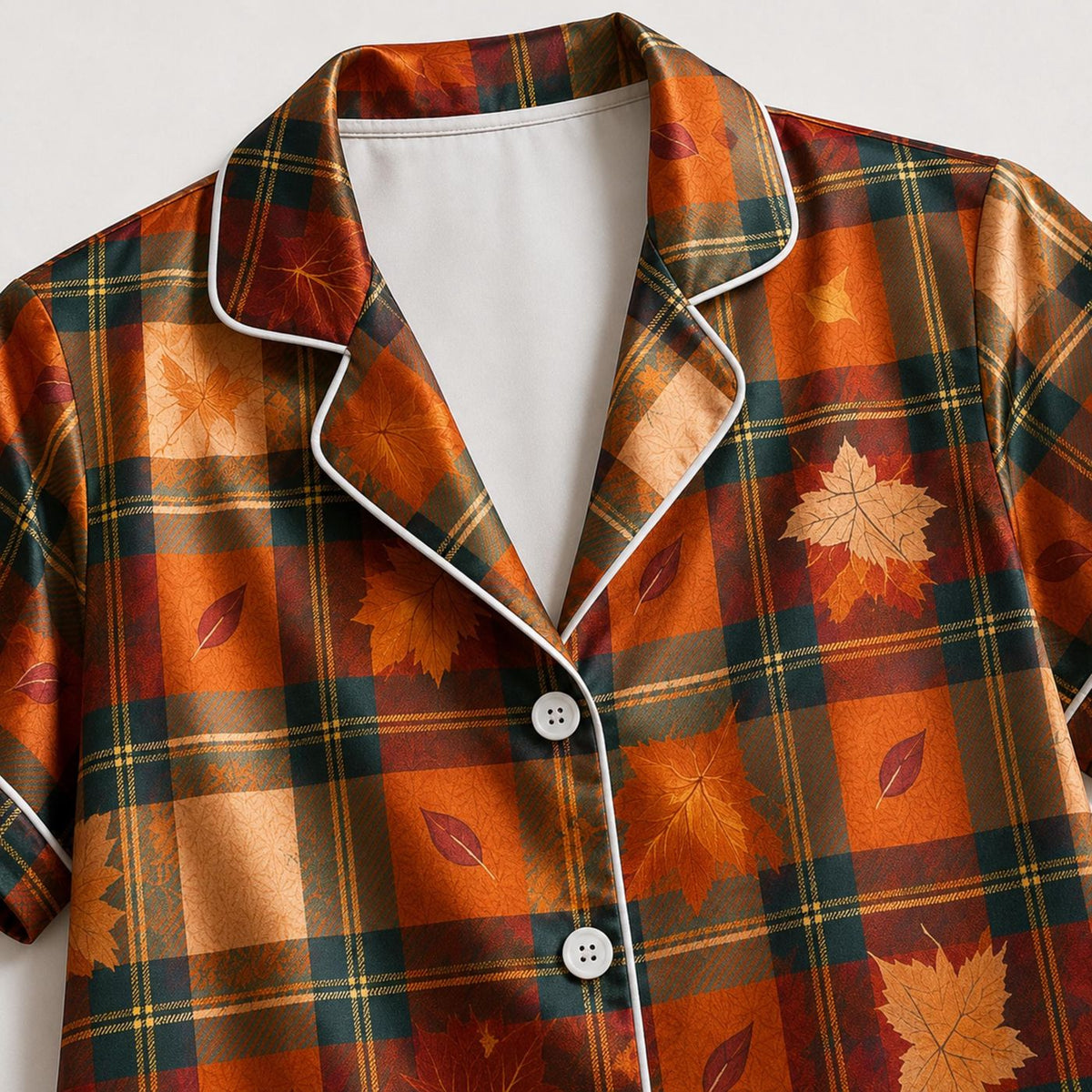 Whimsical Fall Graphic Orange Fabric Pajama Collection - Cozy Loungewear Sleepwear Set