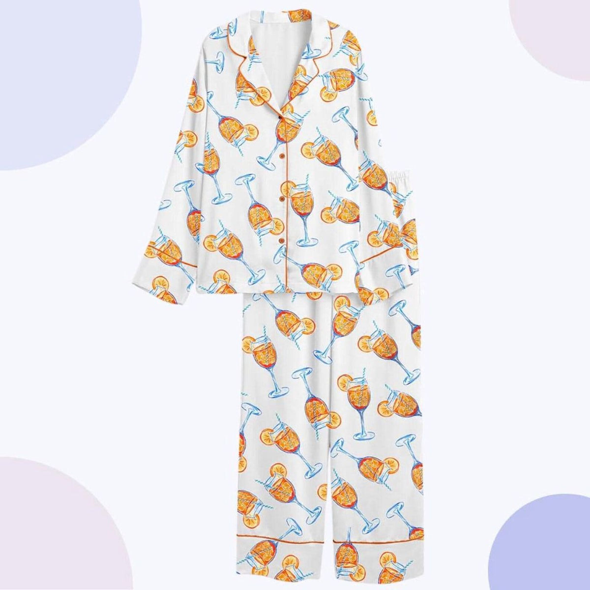 Orange Spritz Citrus Cocktail Pajama Set Summer Loungewear