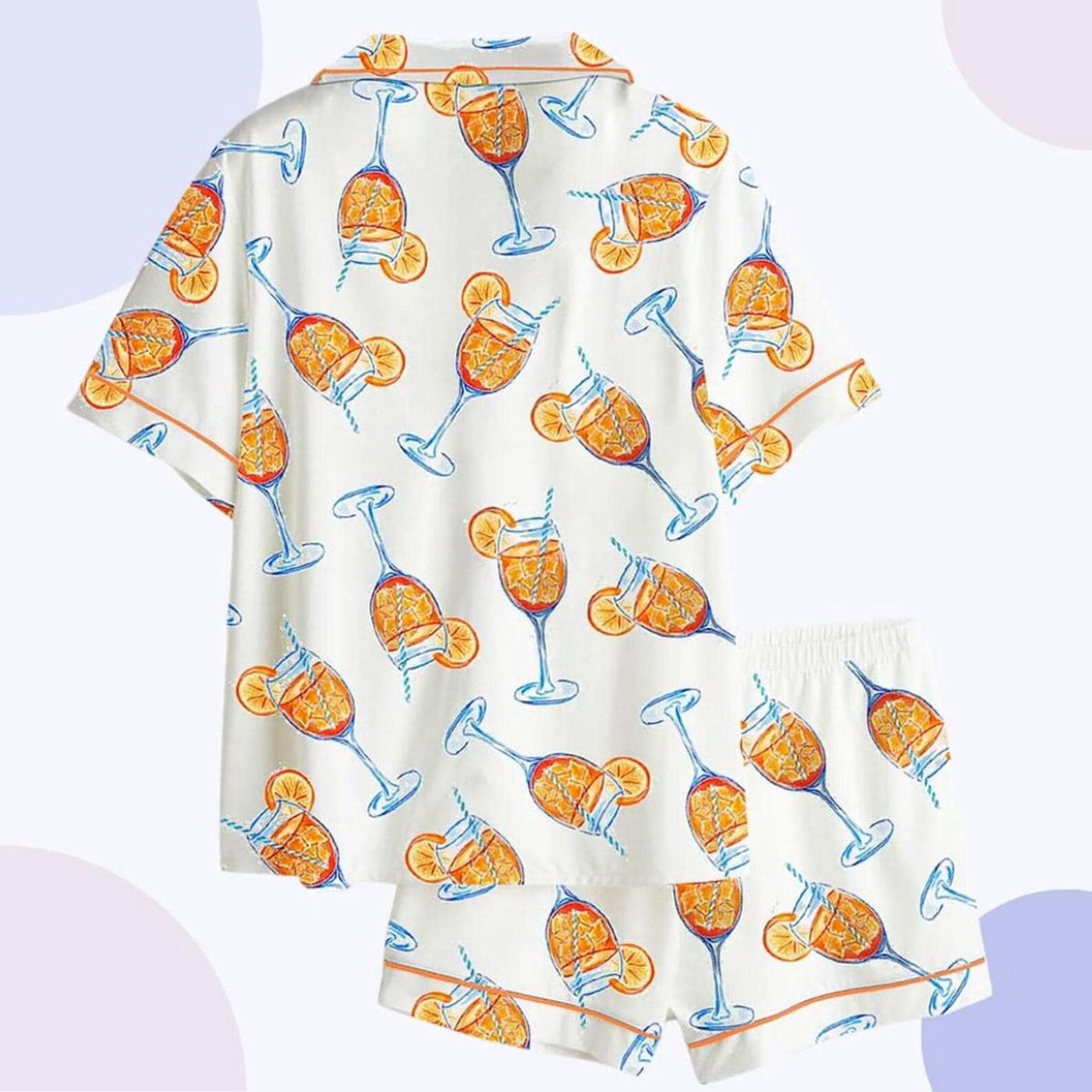 Orange Spritz Citrus Cocktail Pajama Set Summer Loungewear