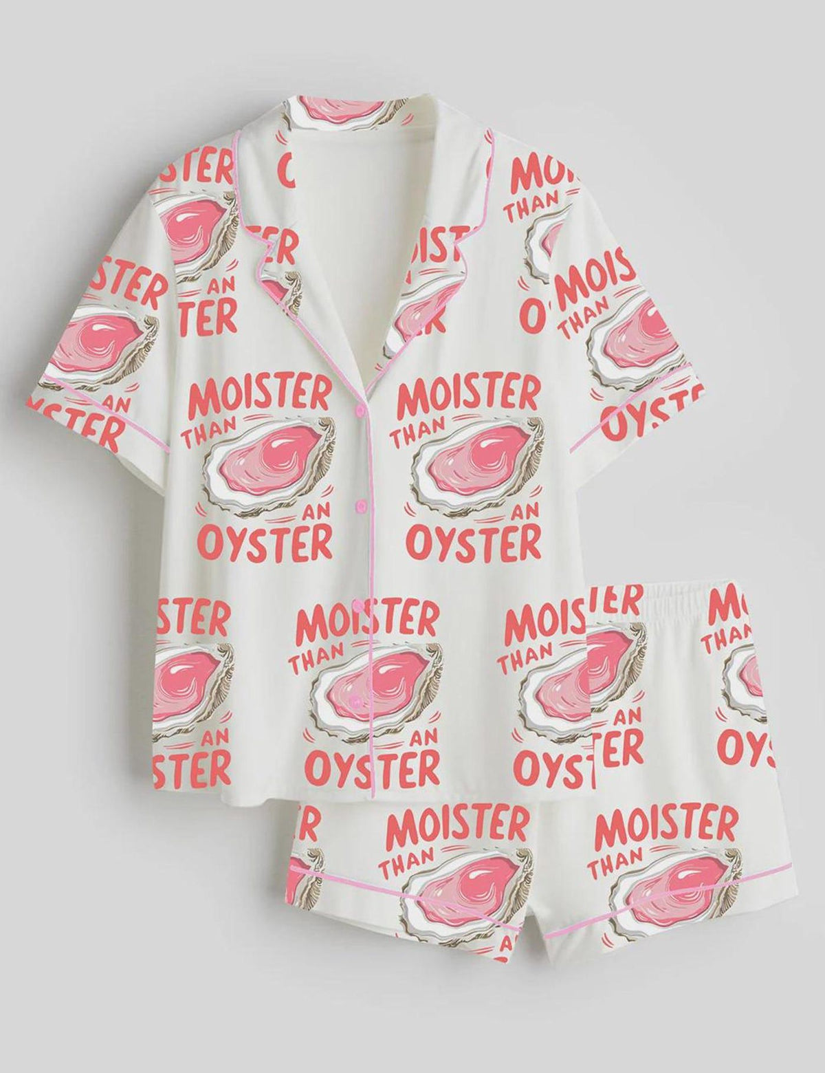 Oyster Print Pajama Set Seafood Lover Women Sleepwear