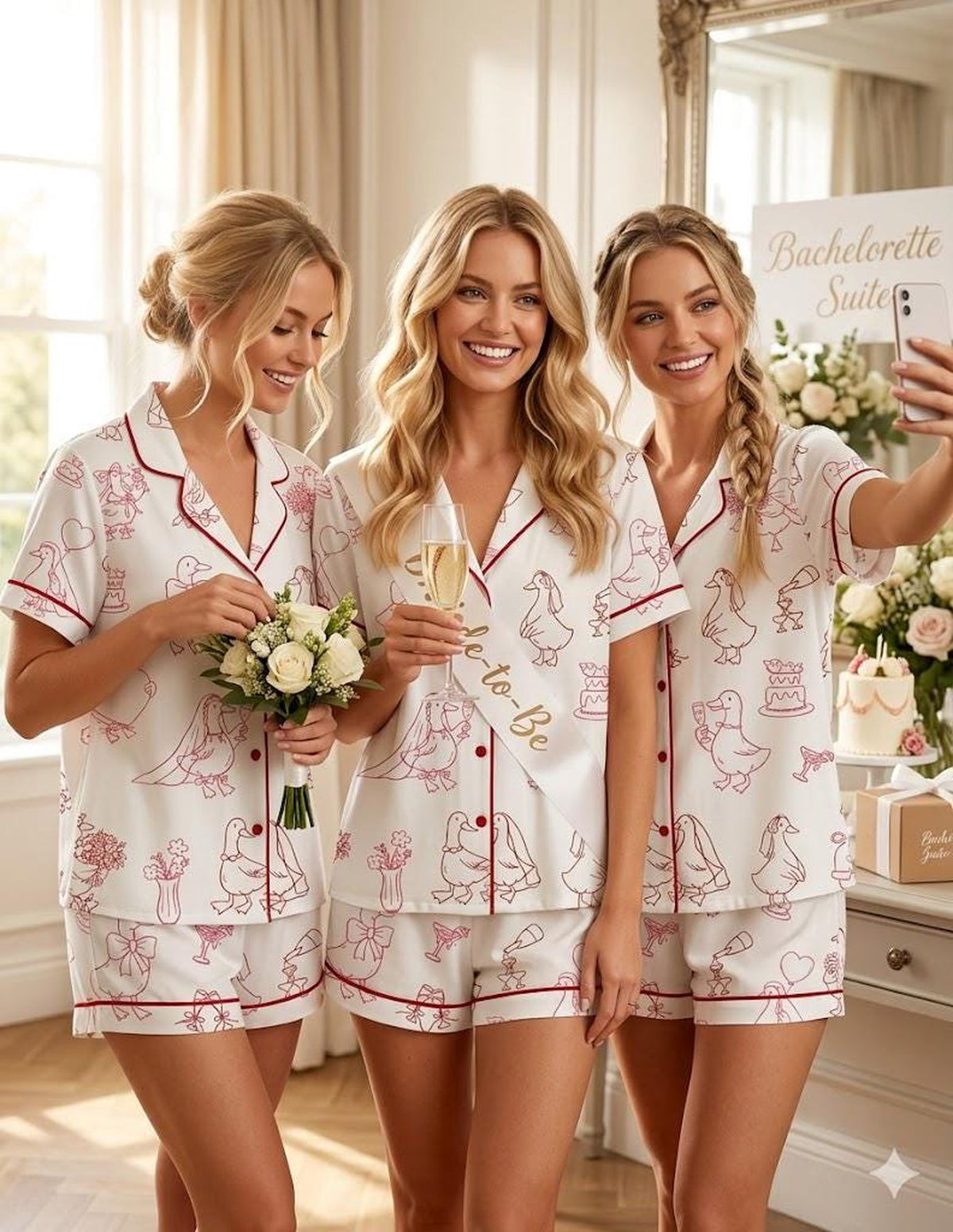 Duck Wedding Print Women s Pajama Set - Perfect Bridal Shower Gift