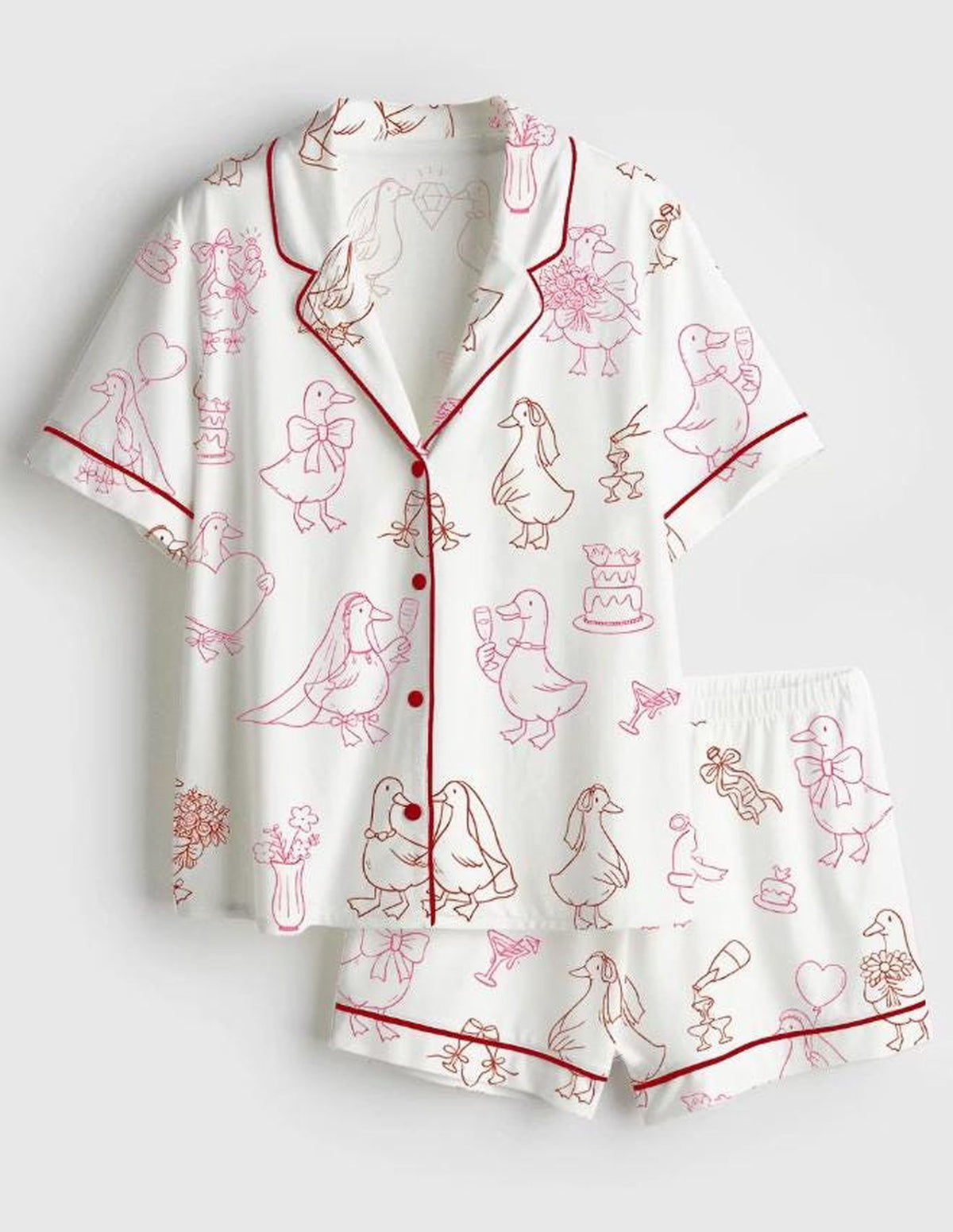 Duck Wedding Print Women s Pajama Set - Perfect Bridal Shower Gift