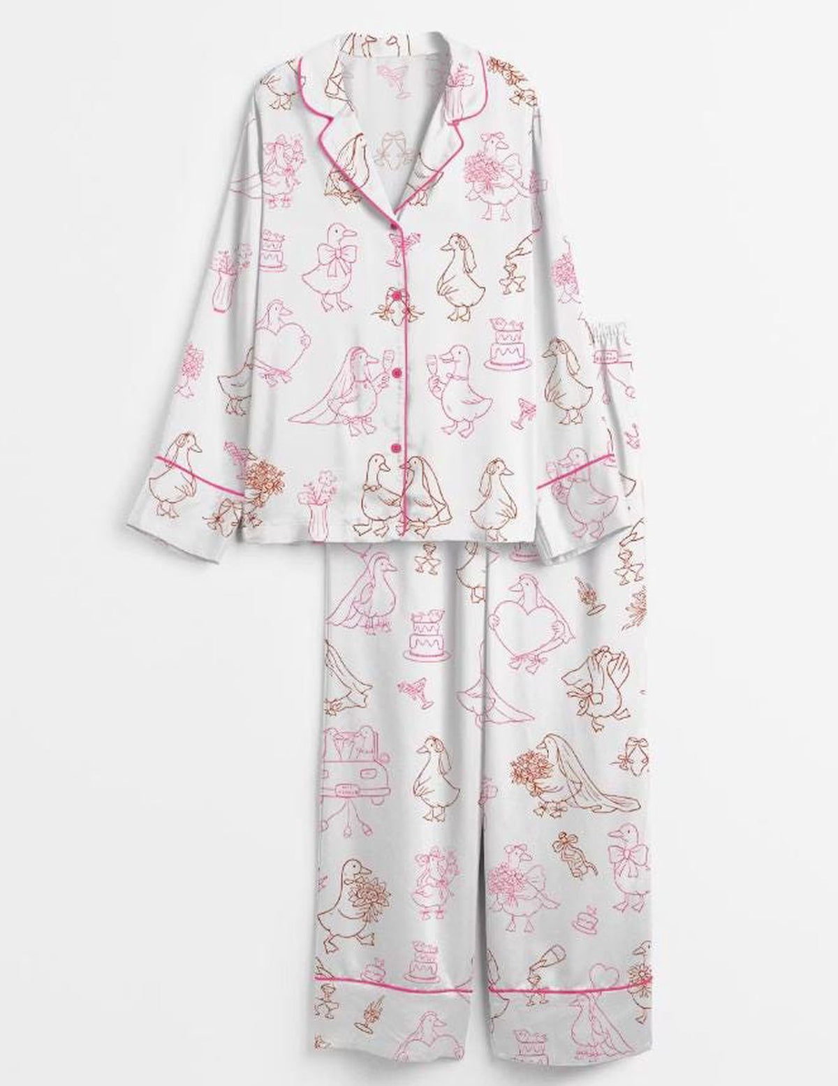 Duck Wedding Print Women s Pajama Set - Perfect Bridal Shower Gift