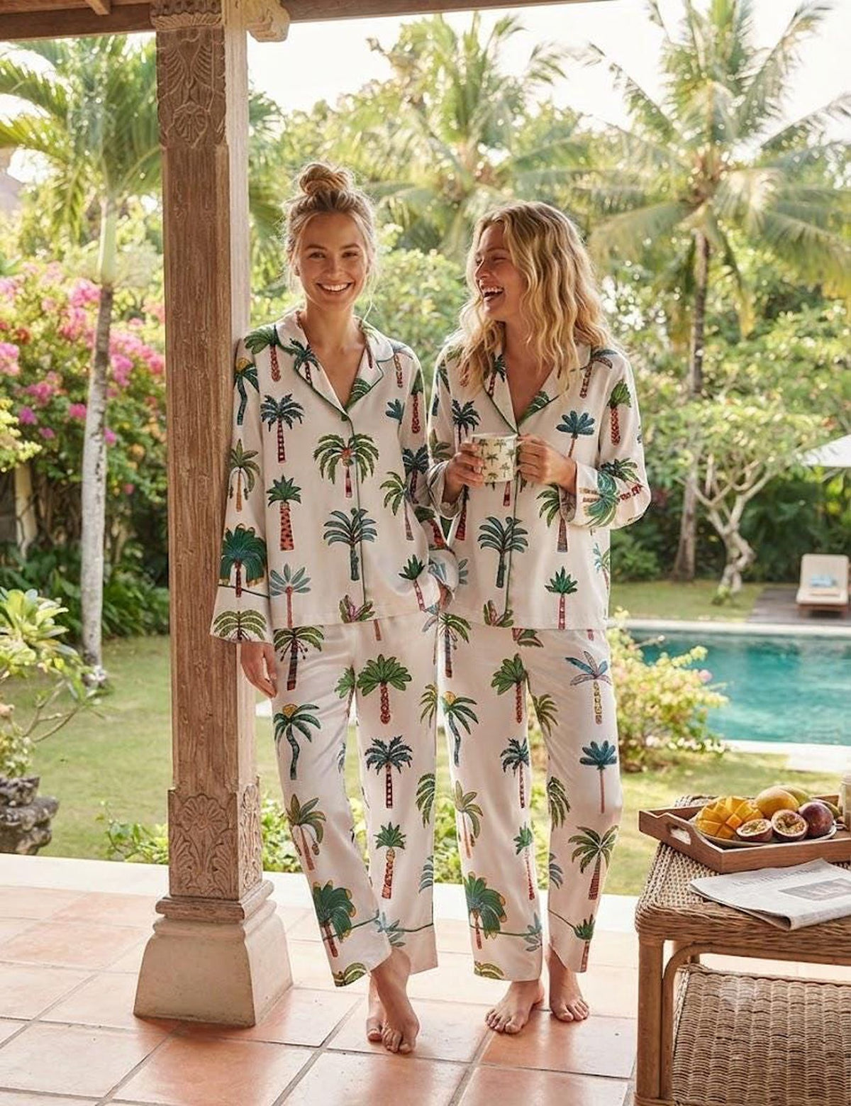 Tropical Palm Tree Pajamas Set – Perfect Beach Vacation Outfit