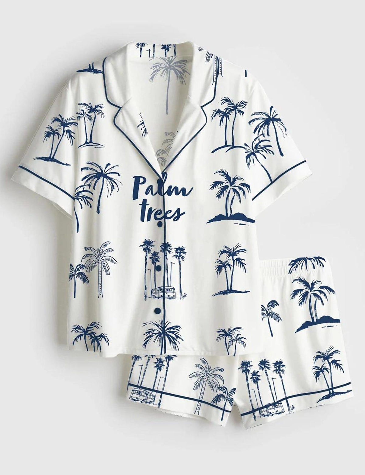 Tropical Palm Tree Women s Pajama Set Summer Sleepwear Island Vacation PJ