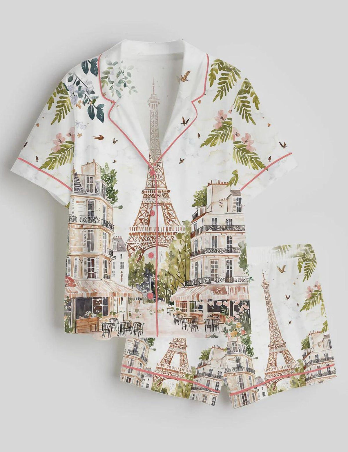 Paris Pajamas Women Set Eiffel Tower Sleepwear French Vacation Gift