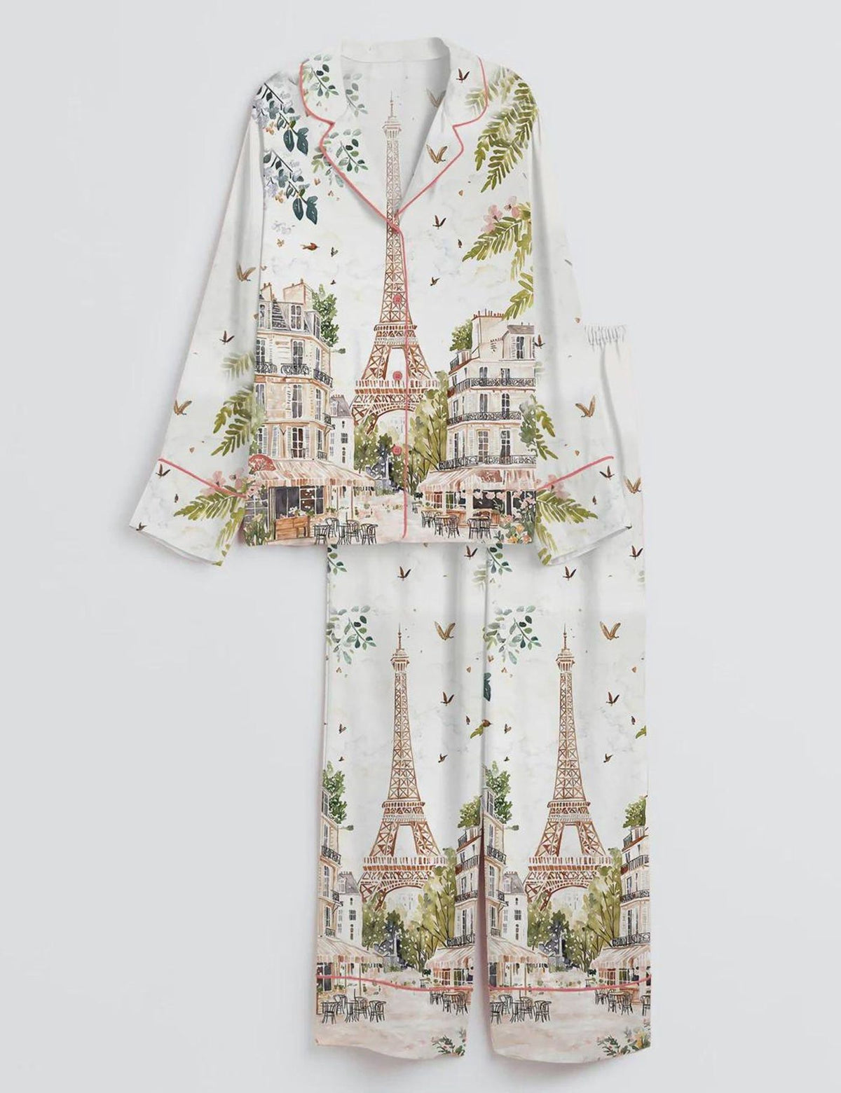 Paris Pajamas Women Set Eiffel Tower Sleepwear French Vacation Gift
