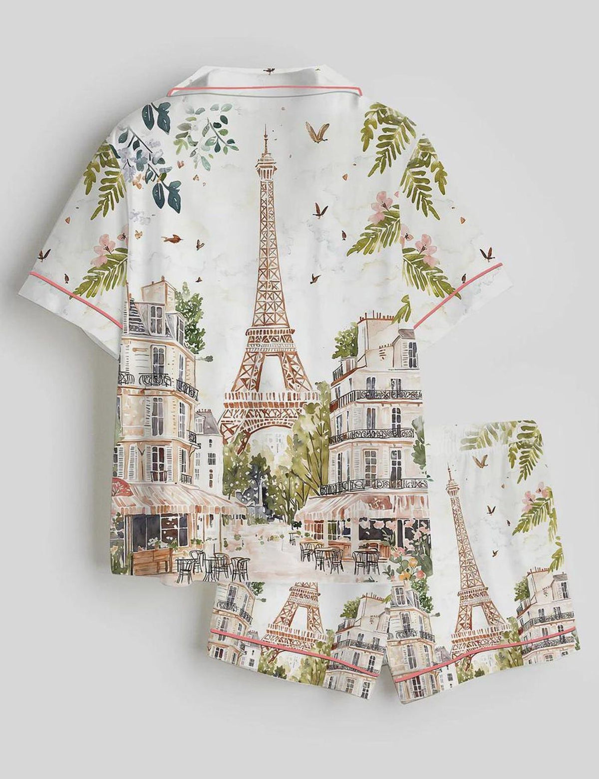 Paris Pajamas Women Set Eiffel Tower Sleepwear French Vacation Gift