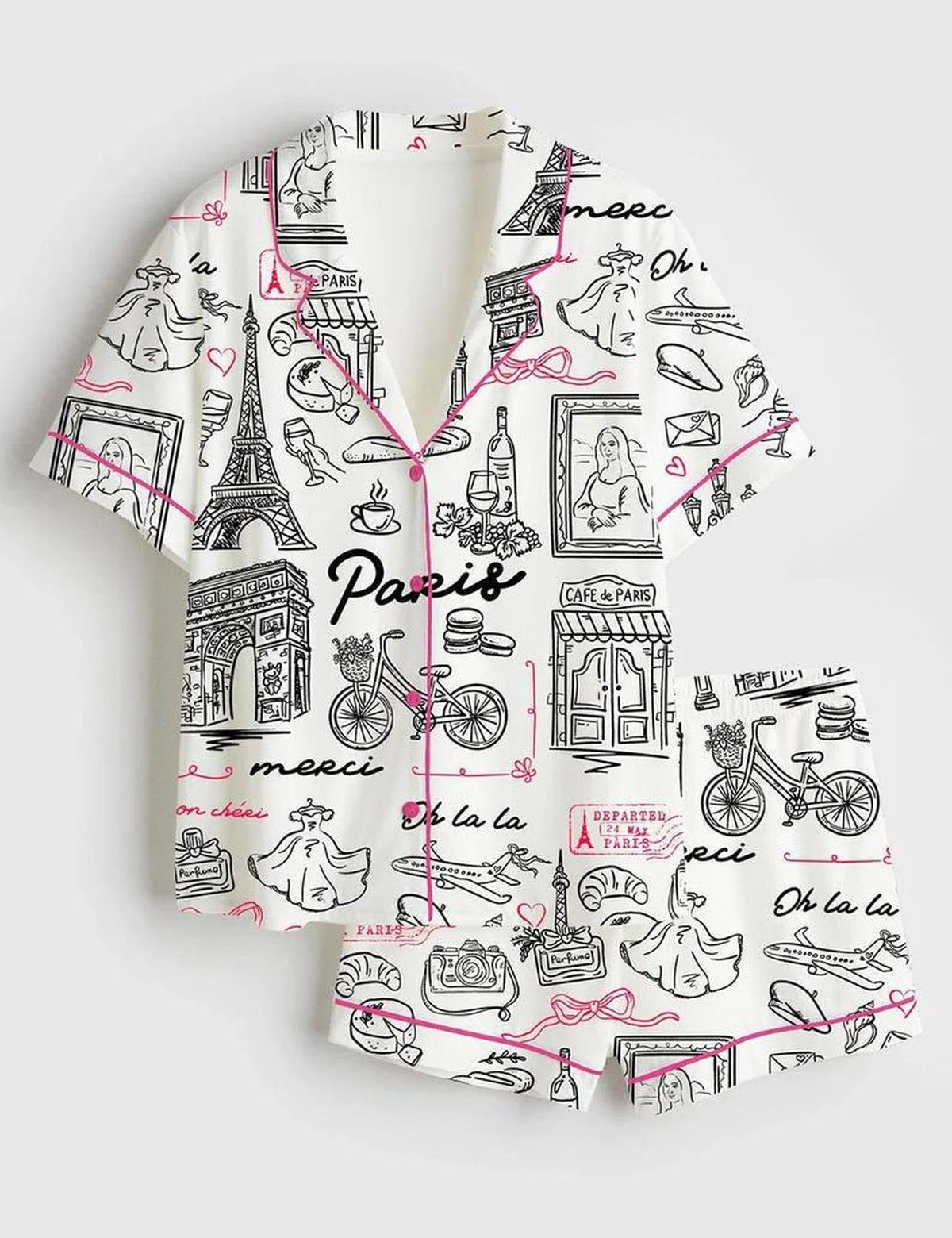 Paris Pajamas Women Set French Sleepwear Gift