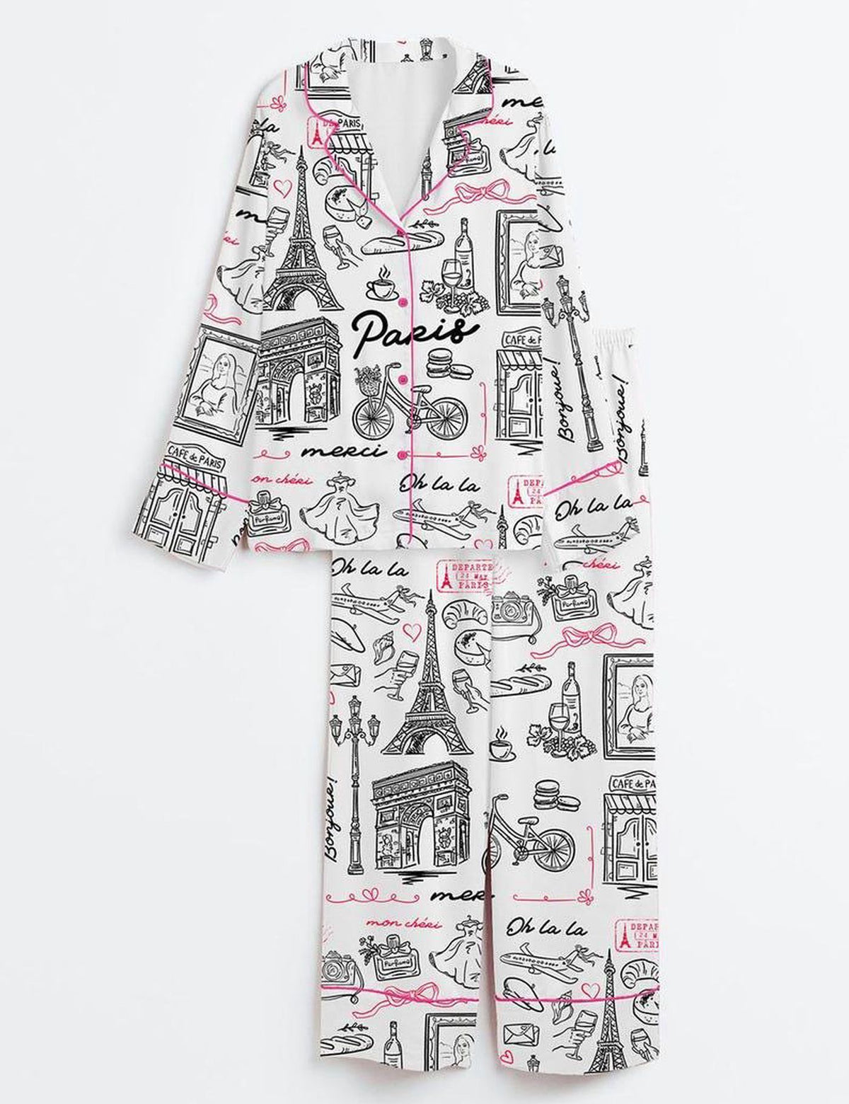 Paris Pajamas Women Set French Sleepwear Gift
