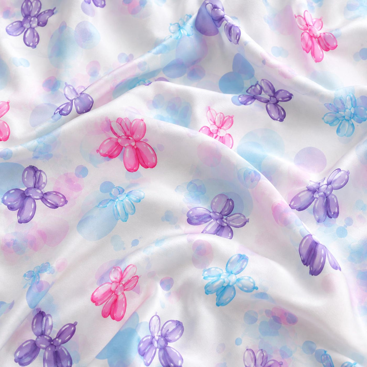 Cozy Pastel Balloon Flower Satin Pajama Set with Floral Pattern for Stylish Sleepwear