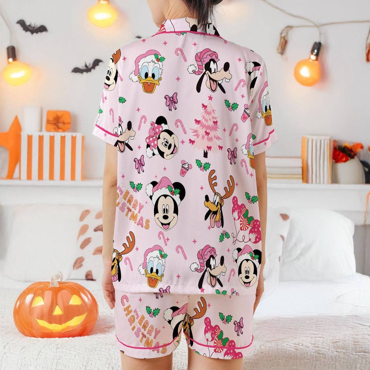 Personalized Mickey & Friends Christmas Satin Pajamas Short Set for Mickey s Very Merry Party