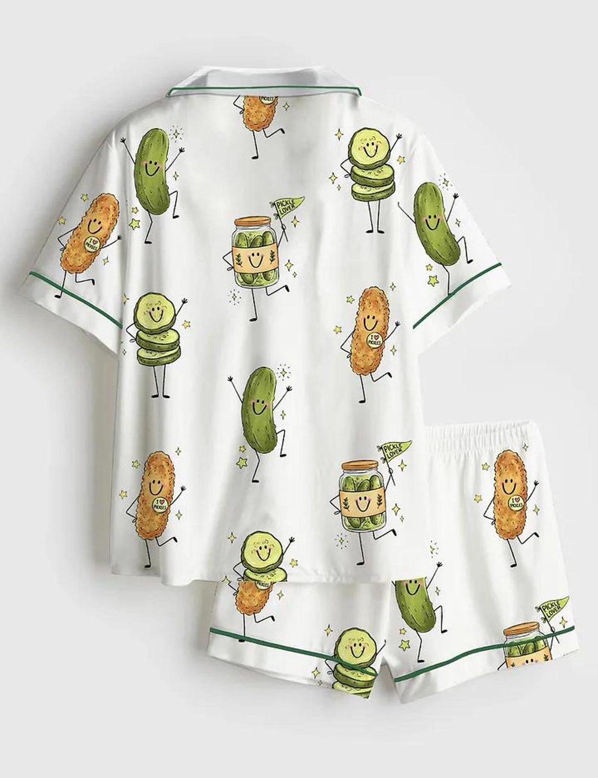 Pickle Lover Satin Pajama Set Women Cute Food Loungewear Gift