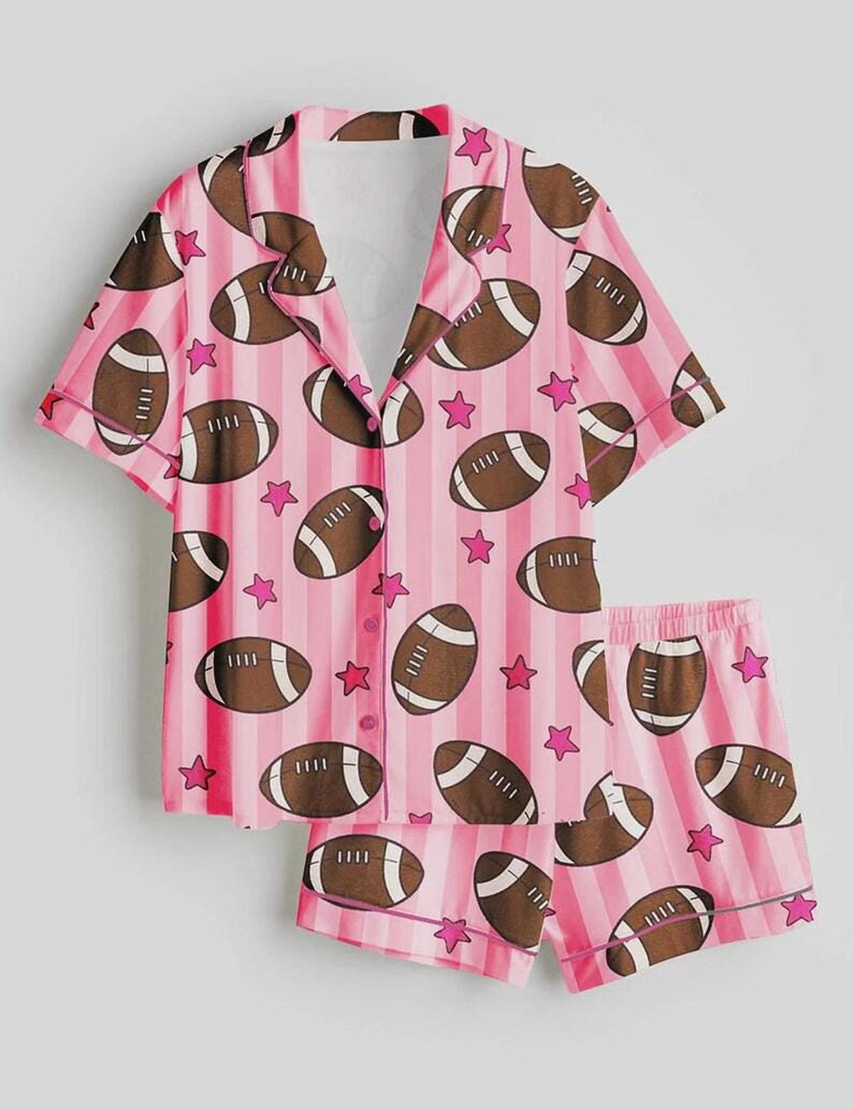 Pink Football Pajama Set Women Sleepwear Sports Gift